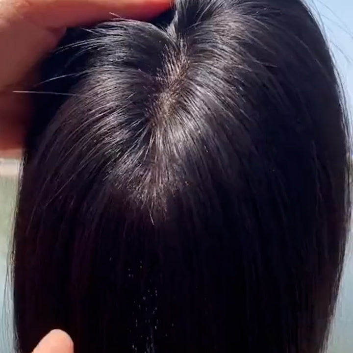 Natural Human Hair Topper | Straight Style丨Perm-able丨Silk & Lace Base | 9'' * 9'' Base丨 Give You a Brand New Look