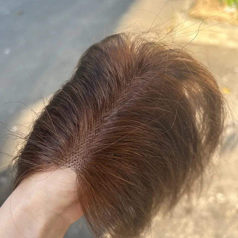 HOT SALEš„100% Human Hair Topper with Clips Realistic