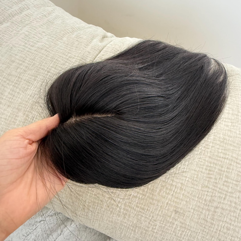 9 x 13 cm Silk Base virgin Human Hair Topper, PU Realistic Hairline