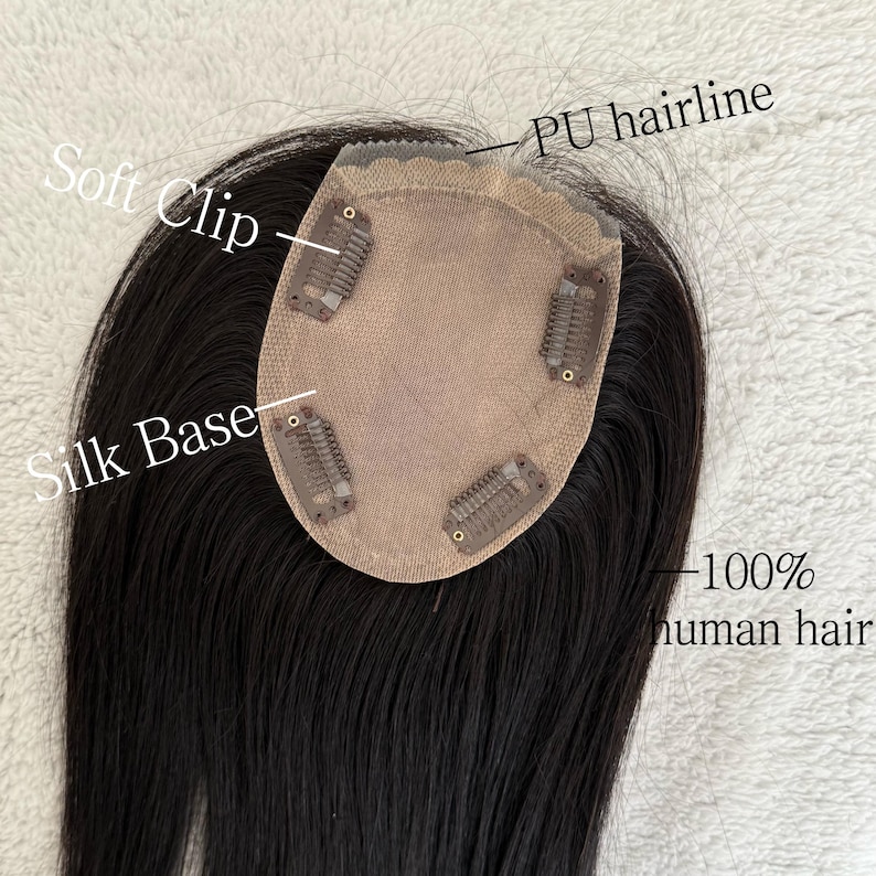 9 x 13 cm Silk Base virgin Human Hair Topper, PU Realistic Hairline