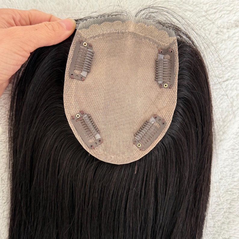 9 x 13 cm Silk Base virgin Human Hair Topper, PU Realistic Hairline