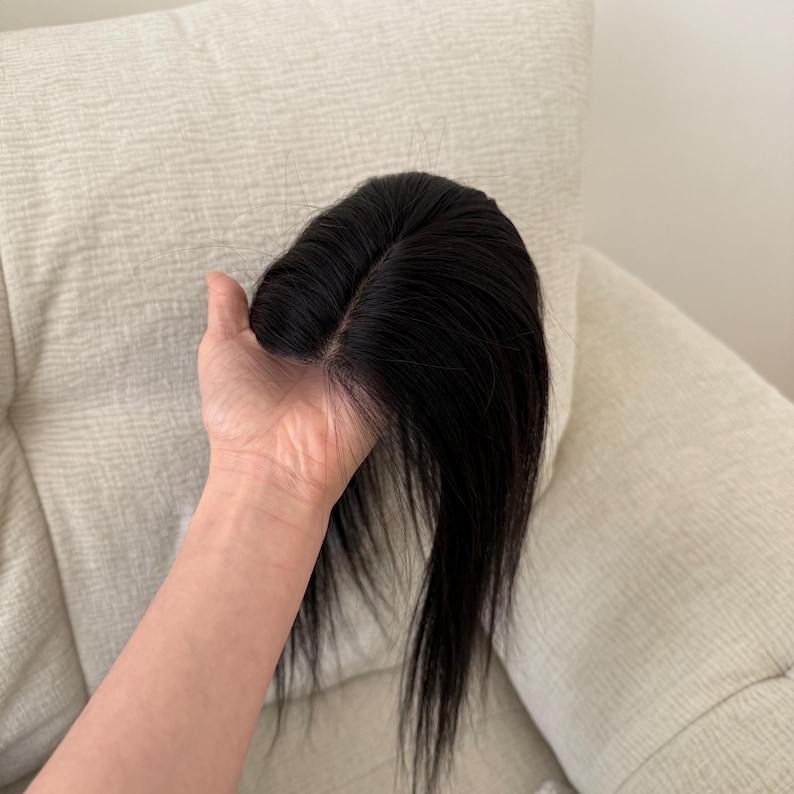 9 x 13 cm Silk Base virgin Human Hair Topper, PU Realistic Hairline