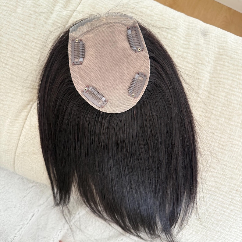 9 x 13 cm Silk Base virgin Human Hair Topper, PU Realistic Hairline