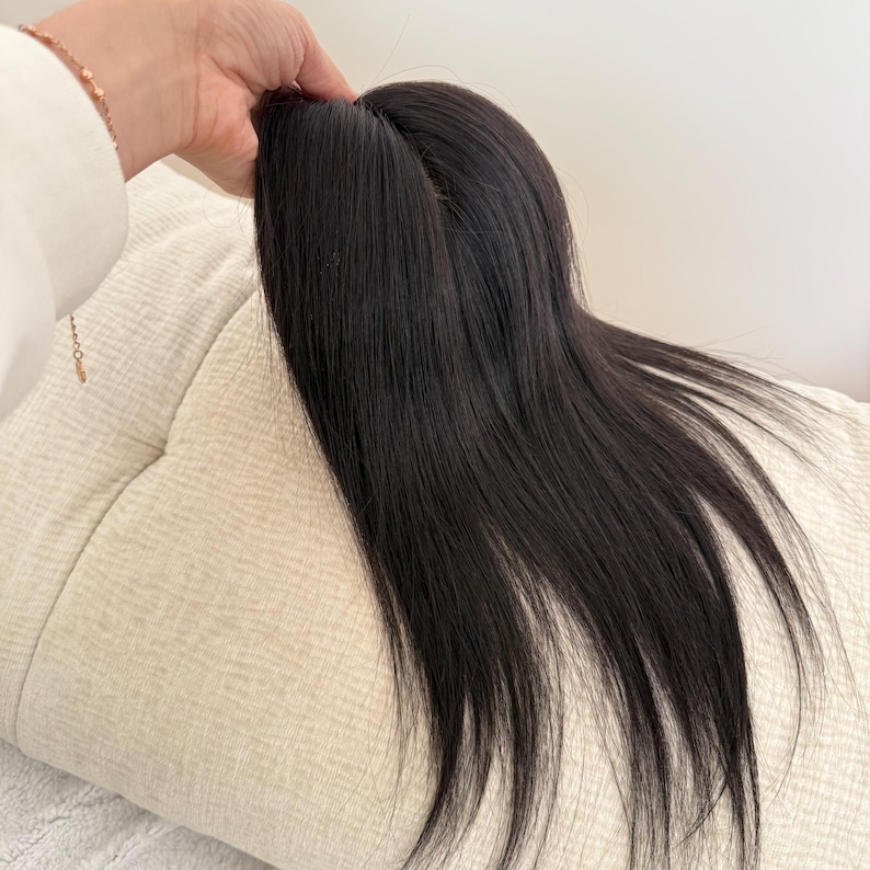 9 x 13 cm Silk Base virgin Human Hair Topper, PU Realistic Hairline