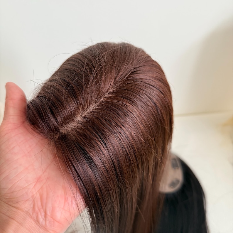 9 x 13 cm Silk Base virgin Human Hair Topper, PU Realistic Hairline