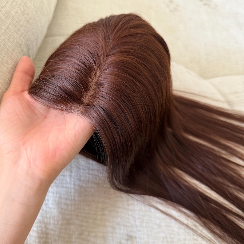 9 x 13 cm Silk Base virgin Human Hair Topper, PU Realistic Hairline
