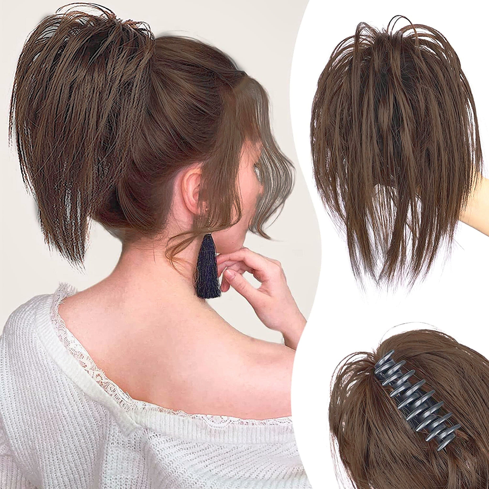 Messy ponytail clip extends hair - Bun Scrunchie For Women
