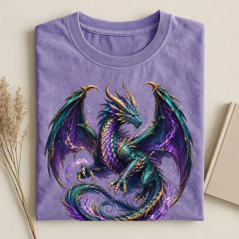 Comfort Colors® Fantasy Dragon Shirt, Mythical Creature Tee, Gothic Fantasy Art Shirt, Dragon Lover Gift, Trendy Dragon Tee, Dragon Lover