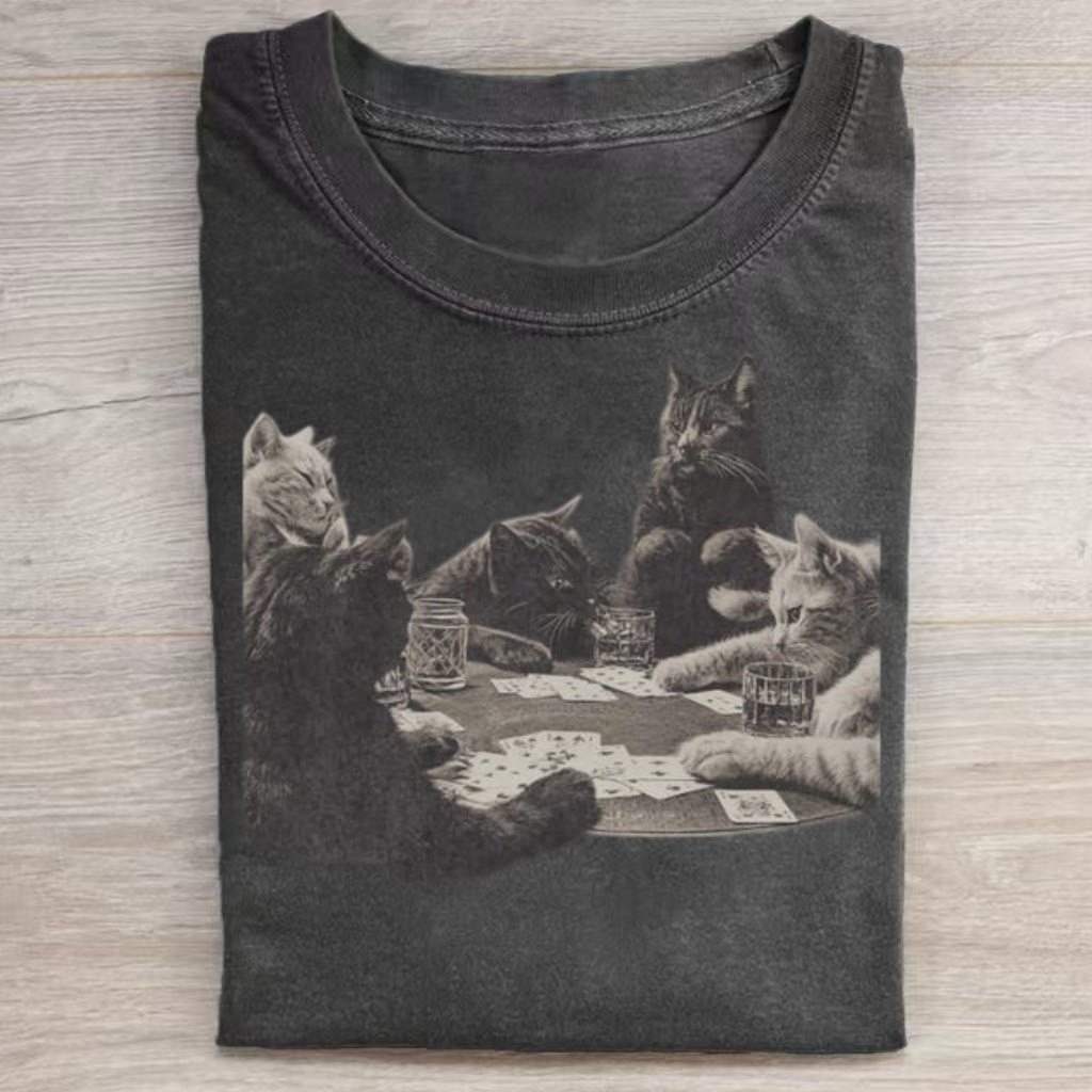 Vintage Cats Playing Cards T‑Shirt