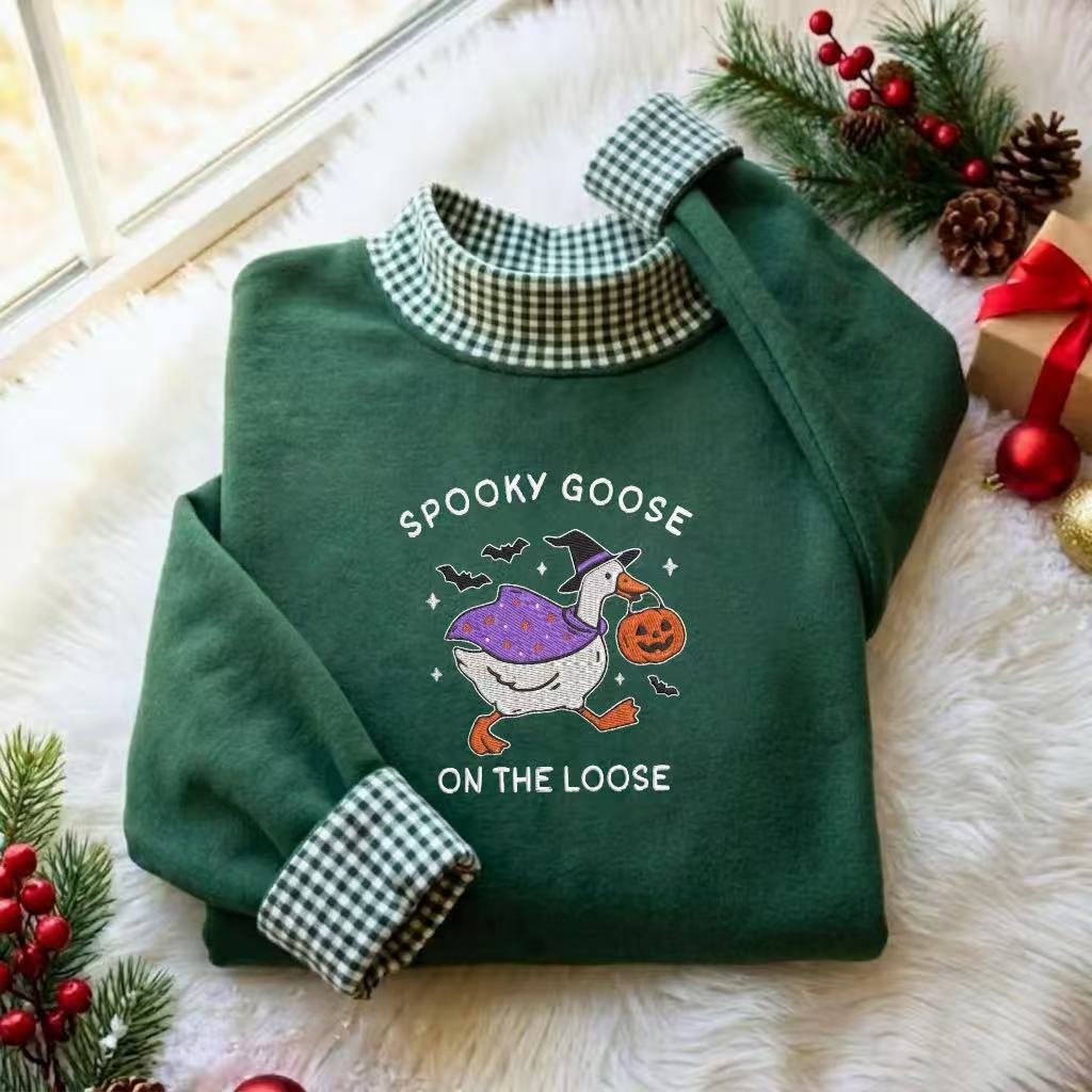 Merry Candy Cane Christmas Gingham Mockneck Sweatshirt