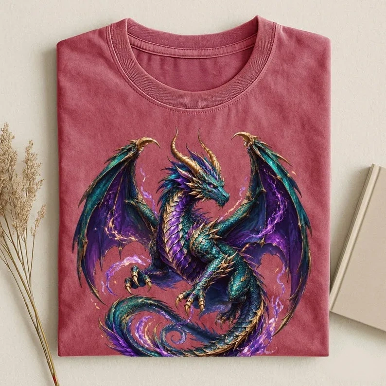 Comfort Colors® Fantasy Dragon Shirt, Mythical Creature Tee, Gothic Fantasy Art Shirt, Dragon Lover Gift, Trendy Dragon Tee, Dragon Lover