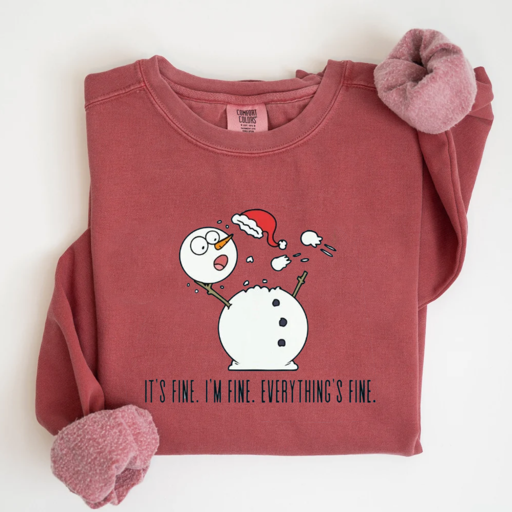 Funny Snowman Everything's Fine Christmas T-shirt-Magmoo