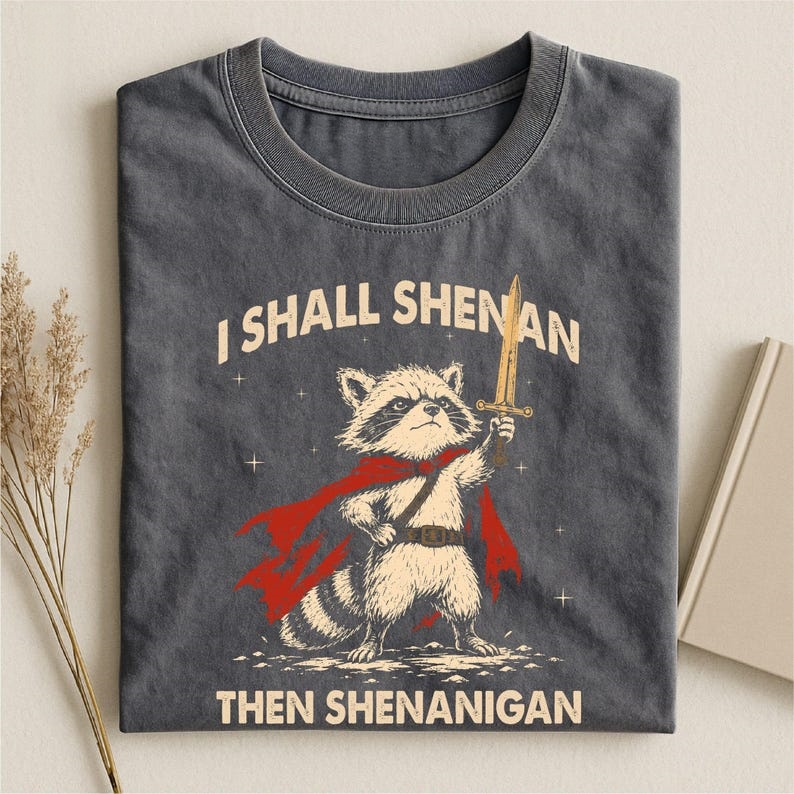 Hero Raccoon Warrior Slogan T‑Shirt