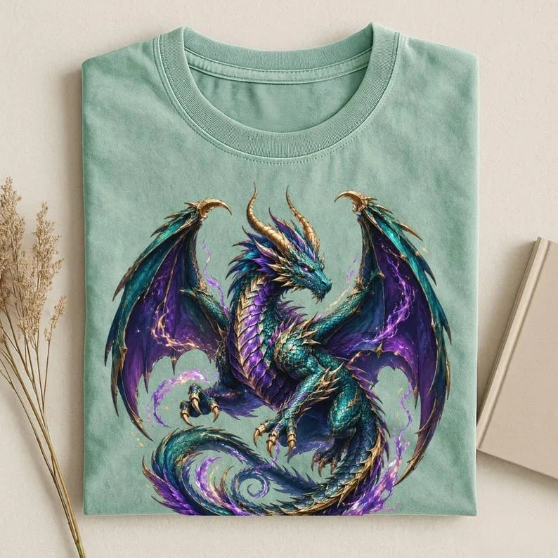 Comfort Colors® Fantasy Dragon Shirt, Mythical Creature Tee, Gothic Fantasy Art Shirt, Dragon Lover Gift, Trendy Dragon Tee, Dragon Lover