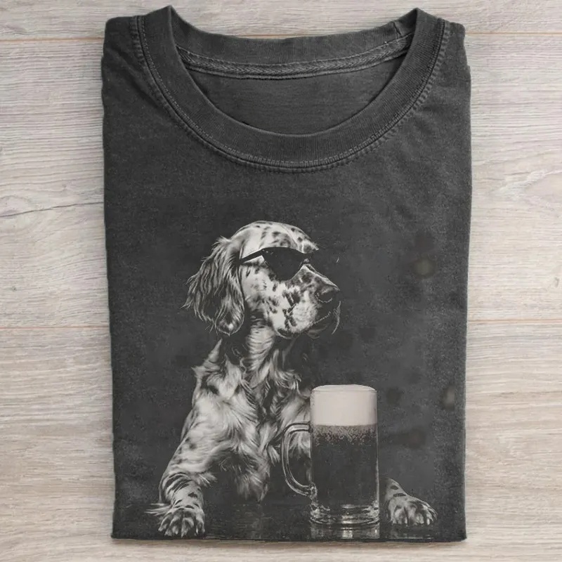 English Setter Dog Drinking Beer T-shirt