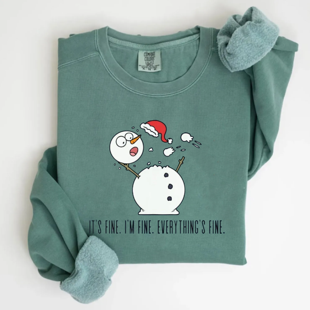 Funny Snowman Everything's Fine Christmas T-shirt-Magmoo