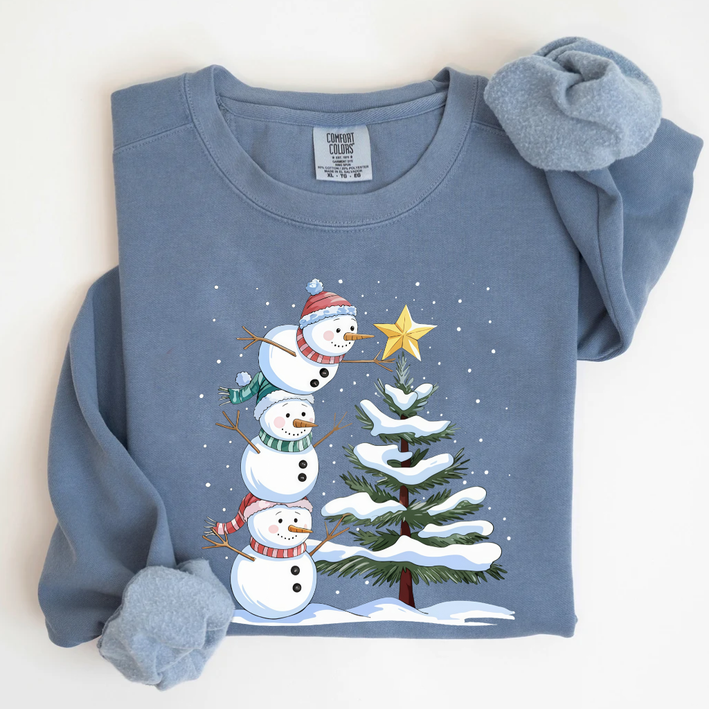 Comfort Colors Cute Christmas Snowman T-shirt-Magmoo