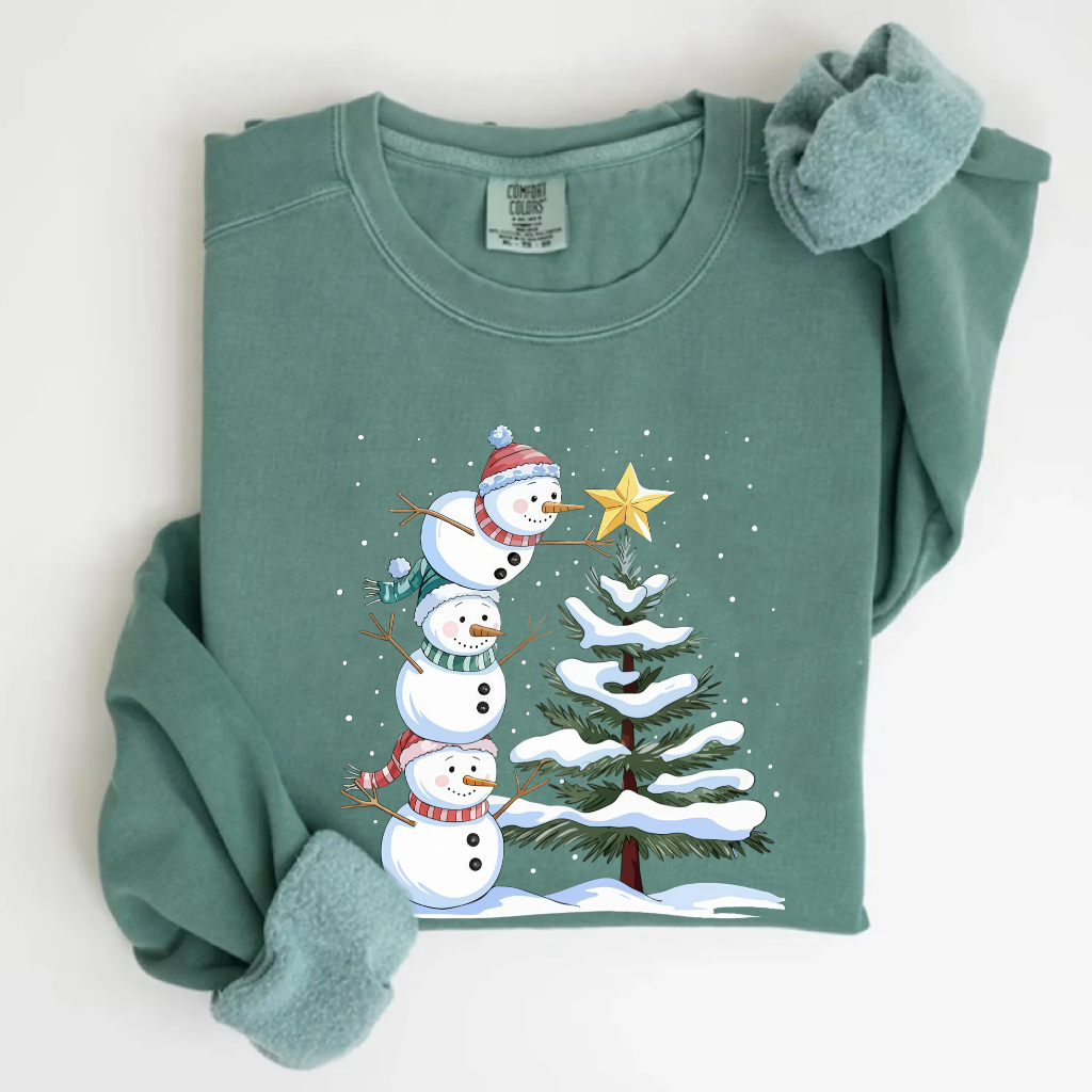 Comfort Colors Cute Christmas Snowman T-shirt-Magmoo