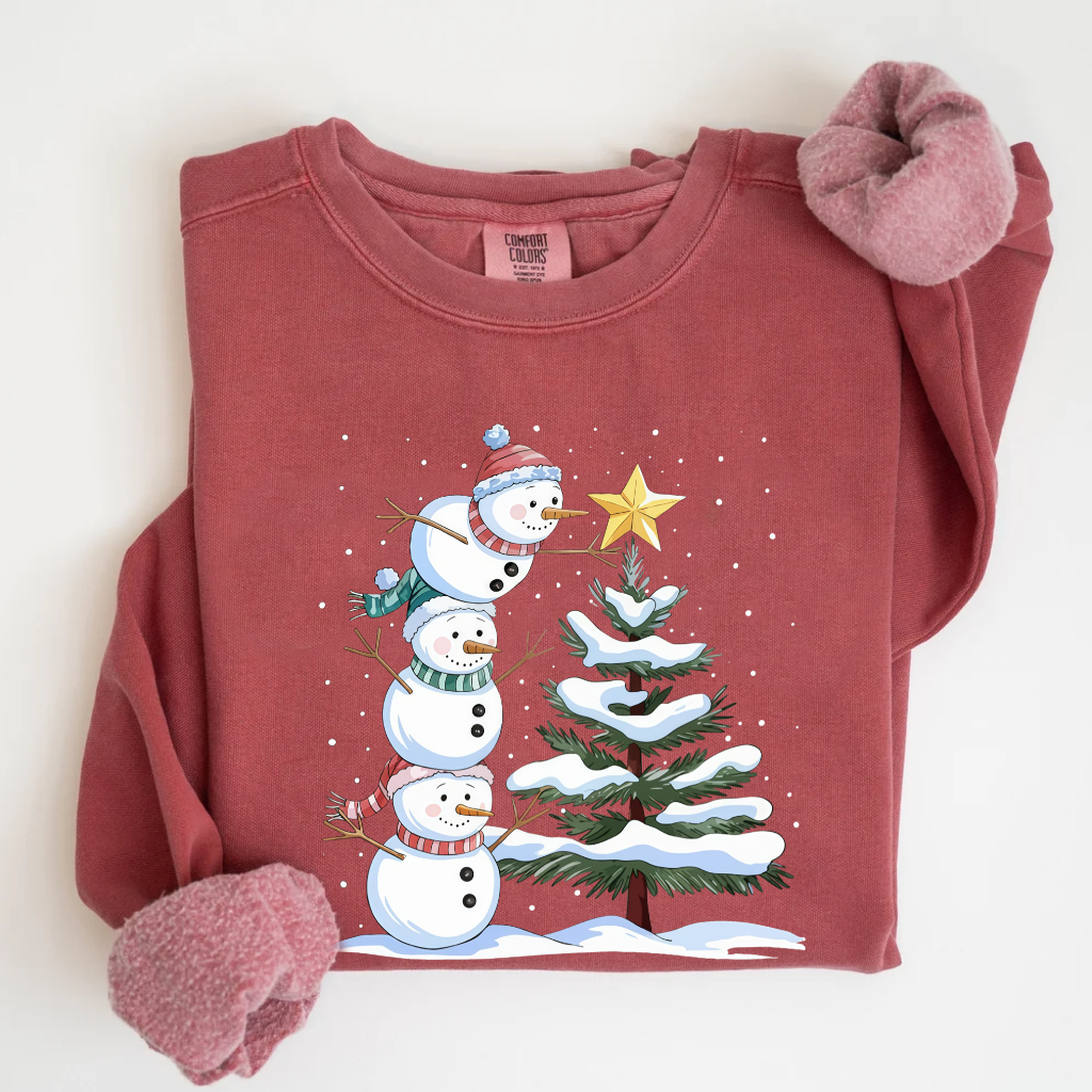 Comfort Colors Cute Christmas Snowman T-shirt-Magmoo