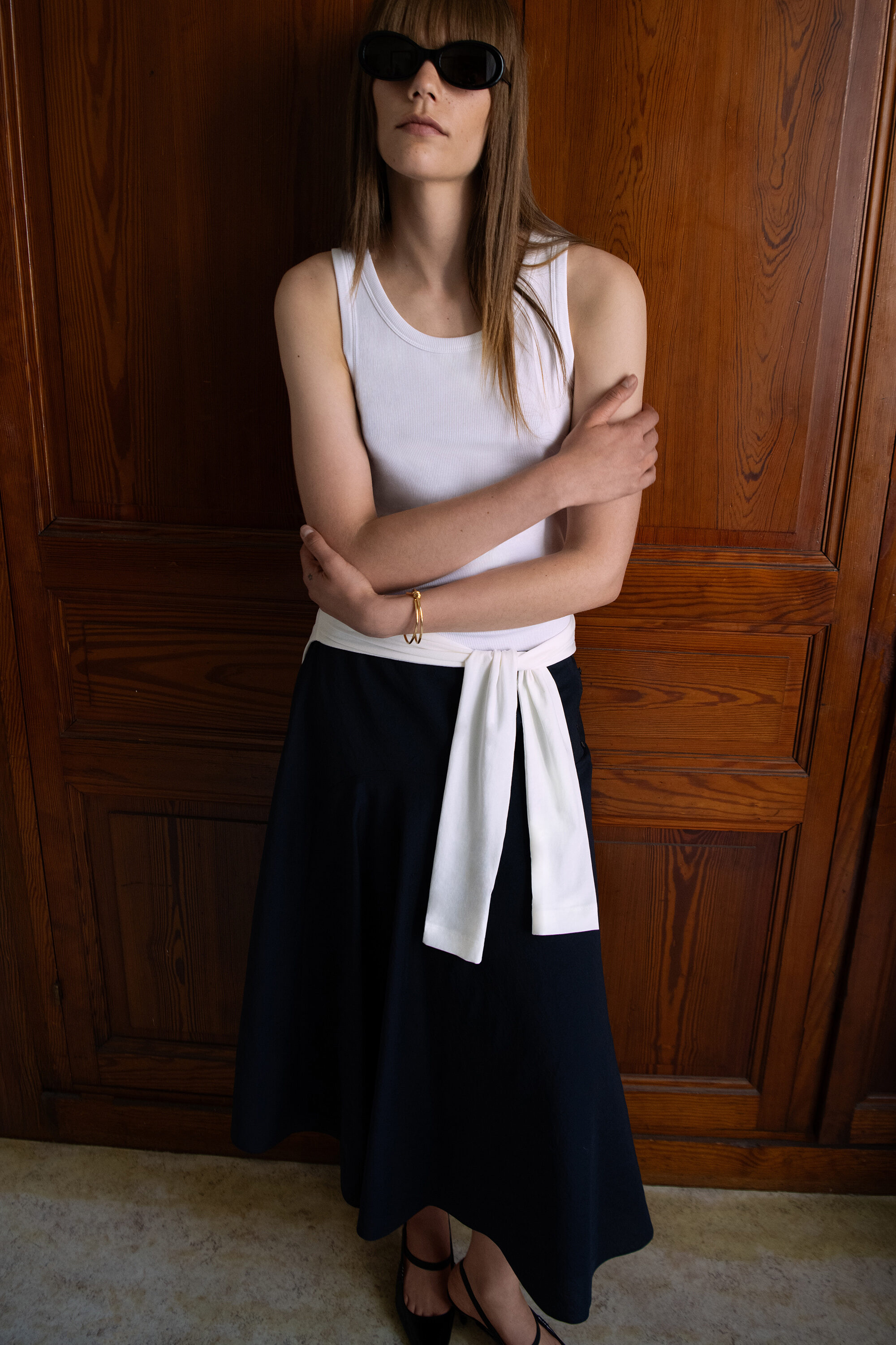RIBBED COTTON TANK TOP - WHITE