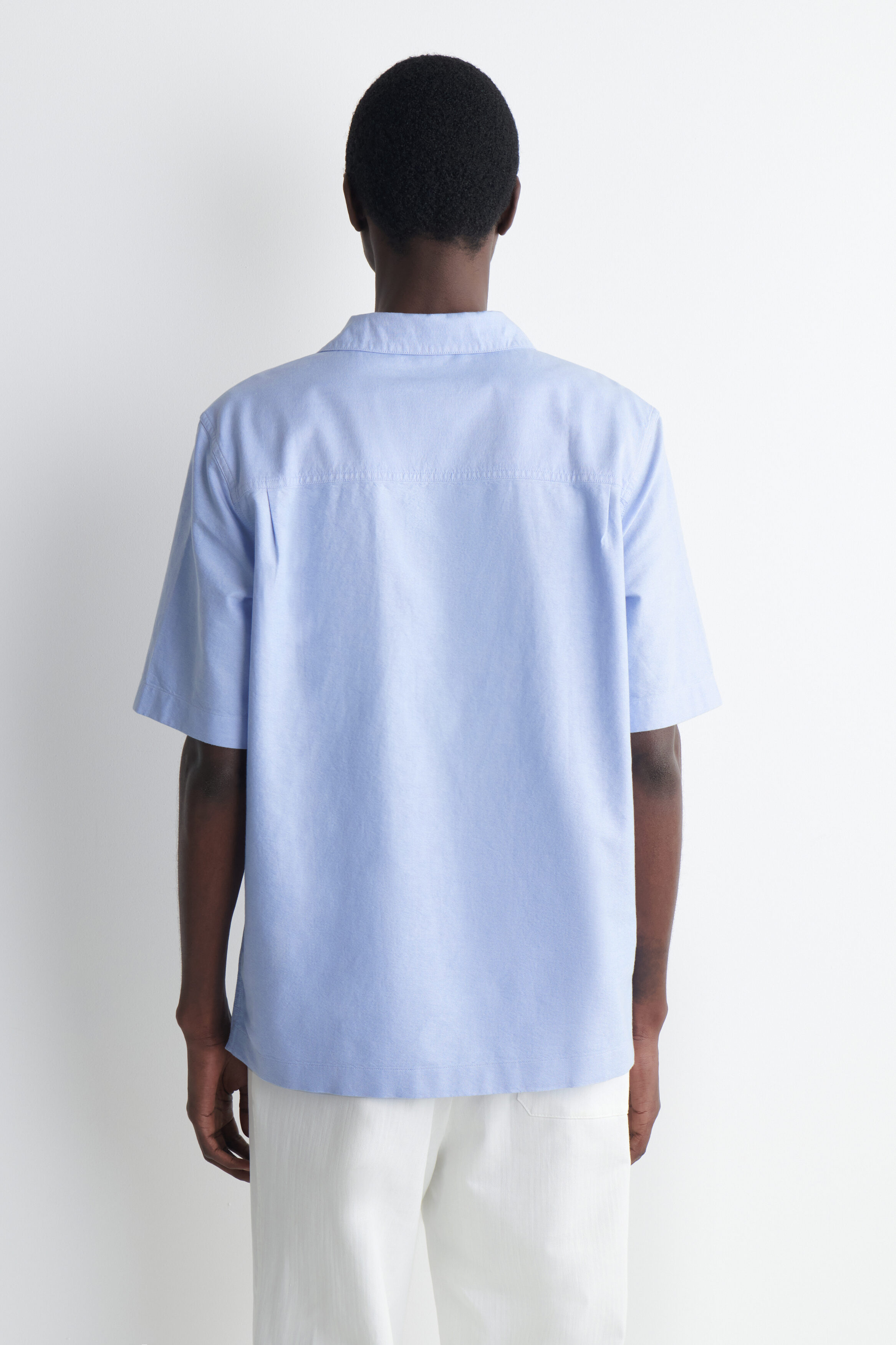 OXFORD COTTON POPOVER SHIRT - LIGHT BLUE