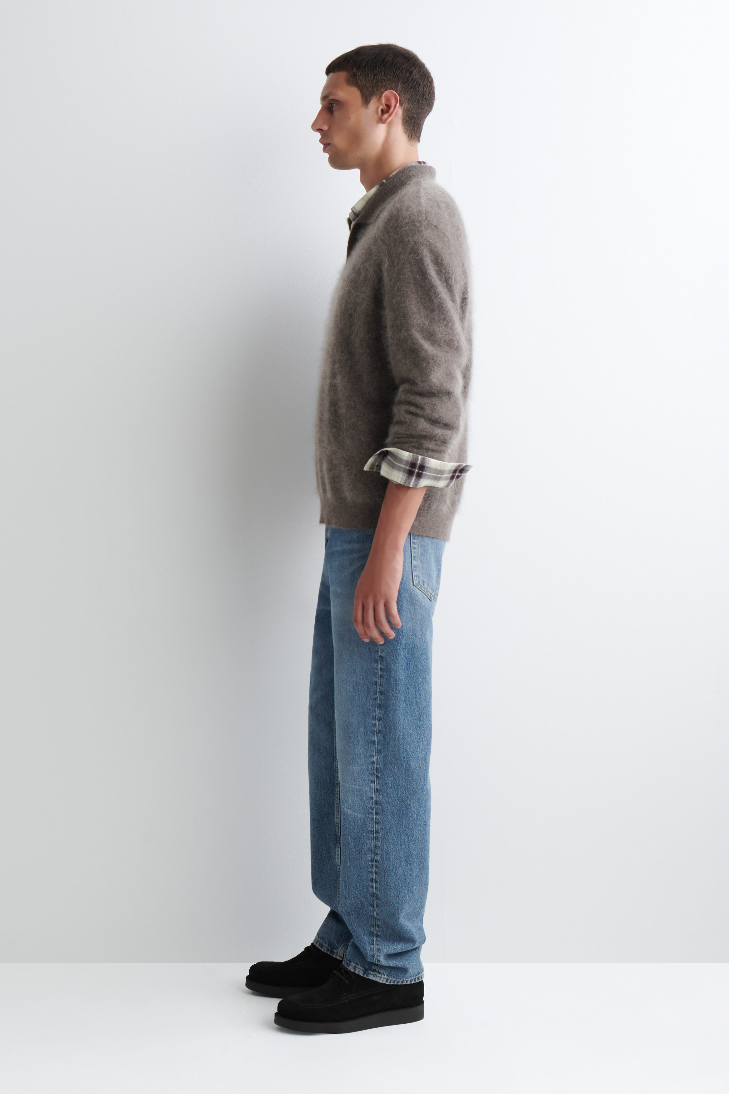 BRUSHED-CASHMERE POLO SWEATER - STONE