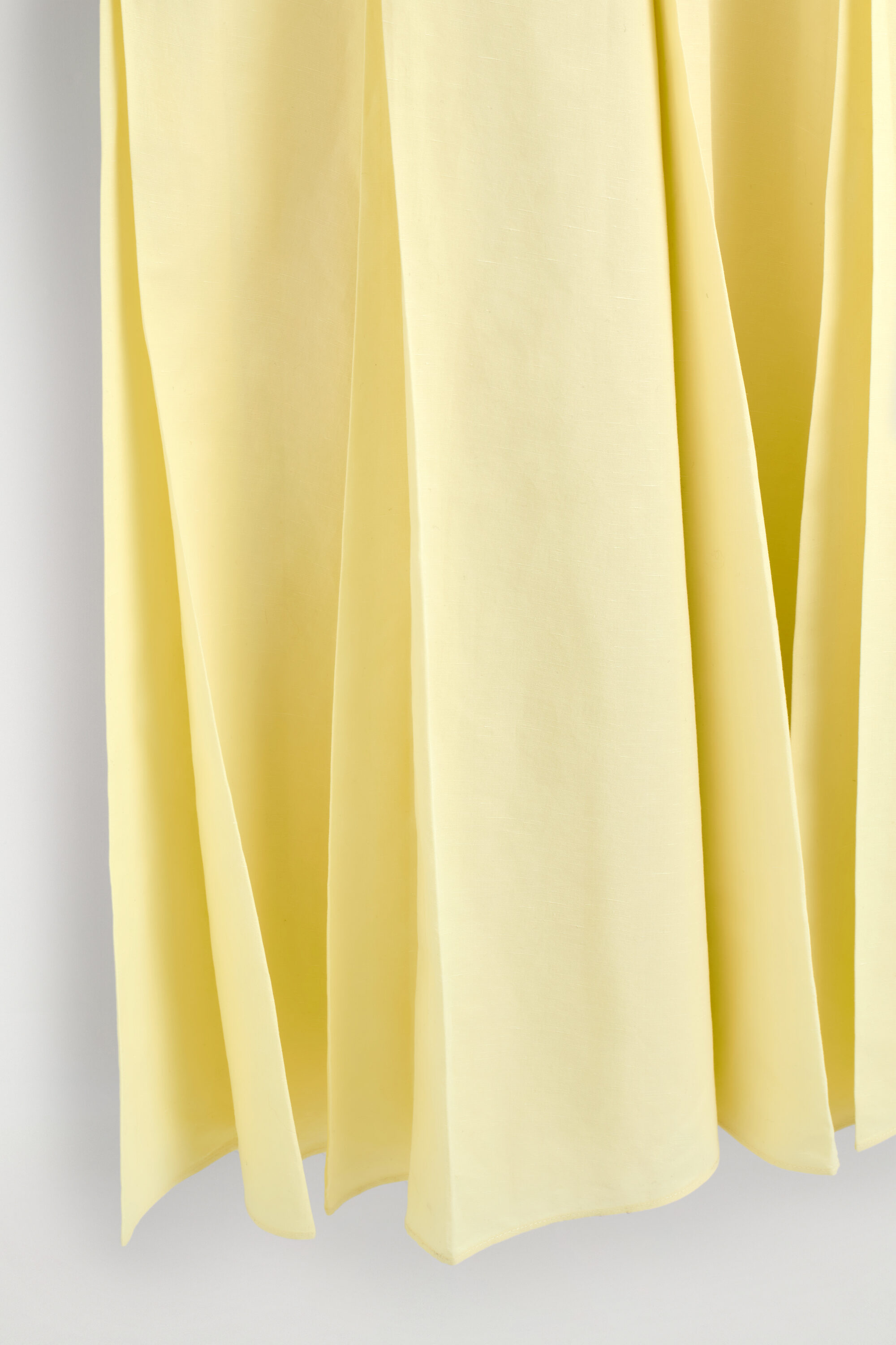 PLEATED COTTON-LINEN MAXI DRESS - YELLOW