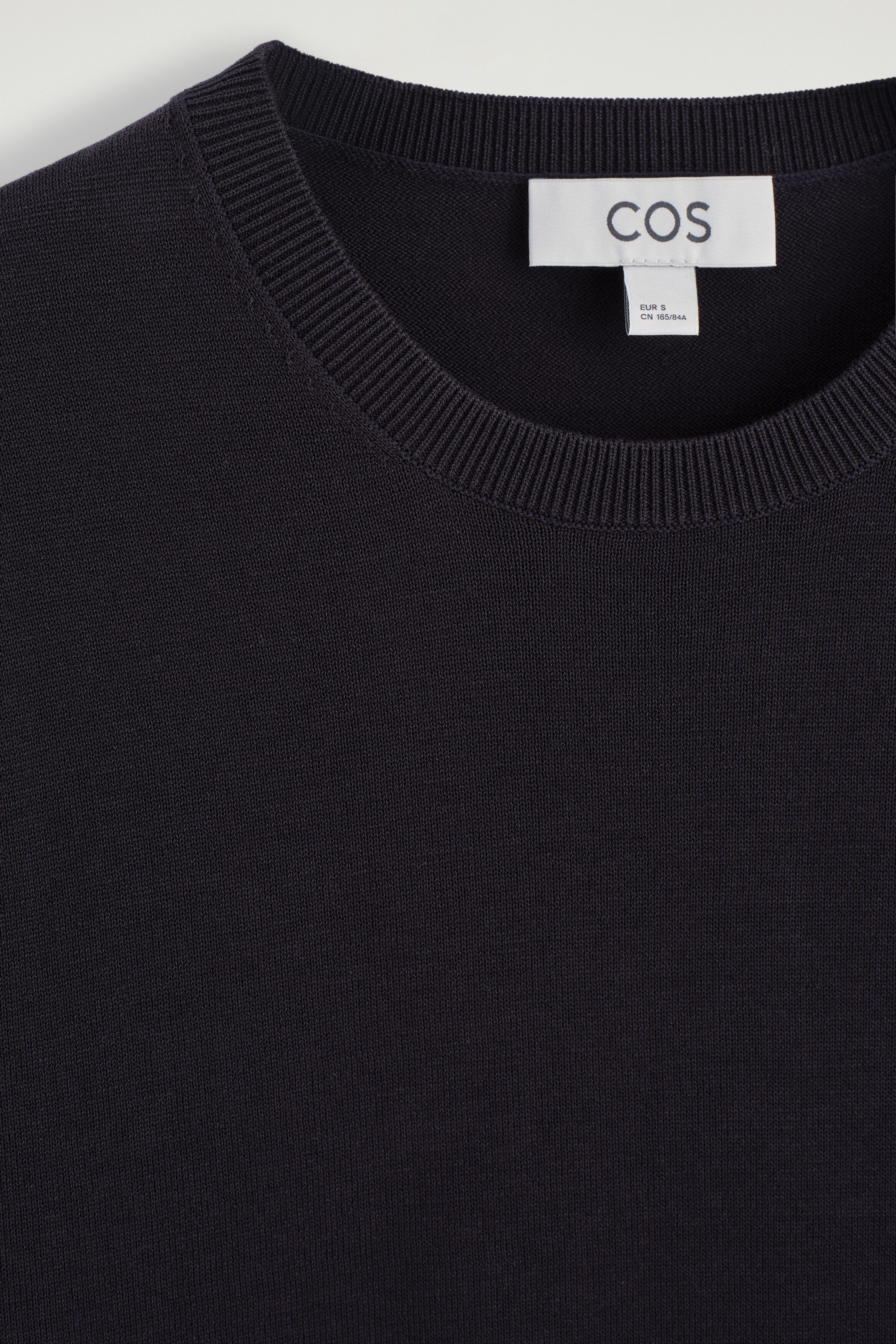 KNITTED COTTON T-SHIRT - NAVY