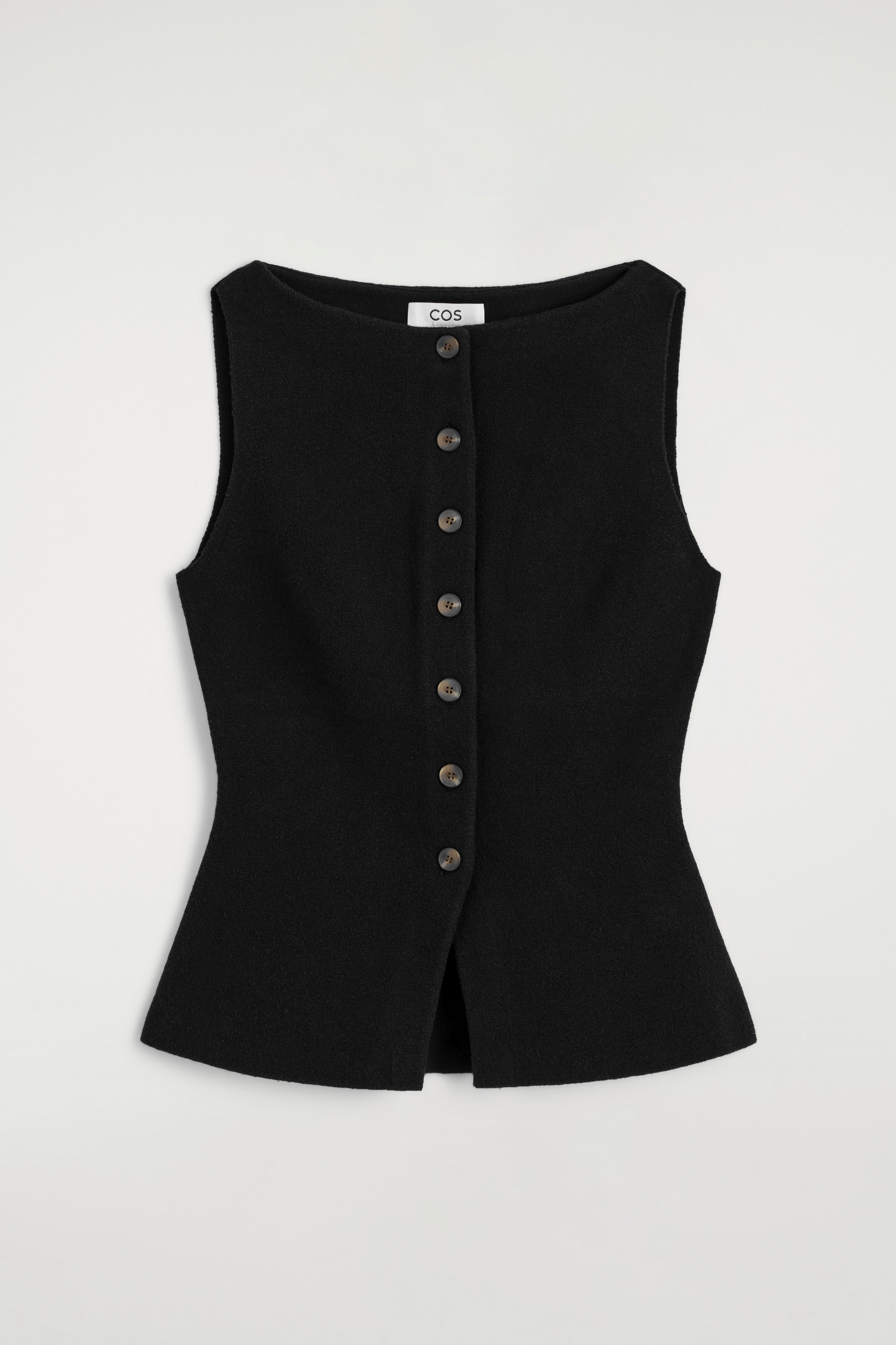 COTTON-BLEND CREPE VEST - BLACK
