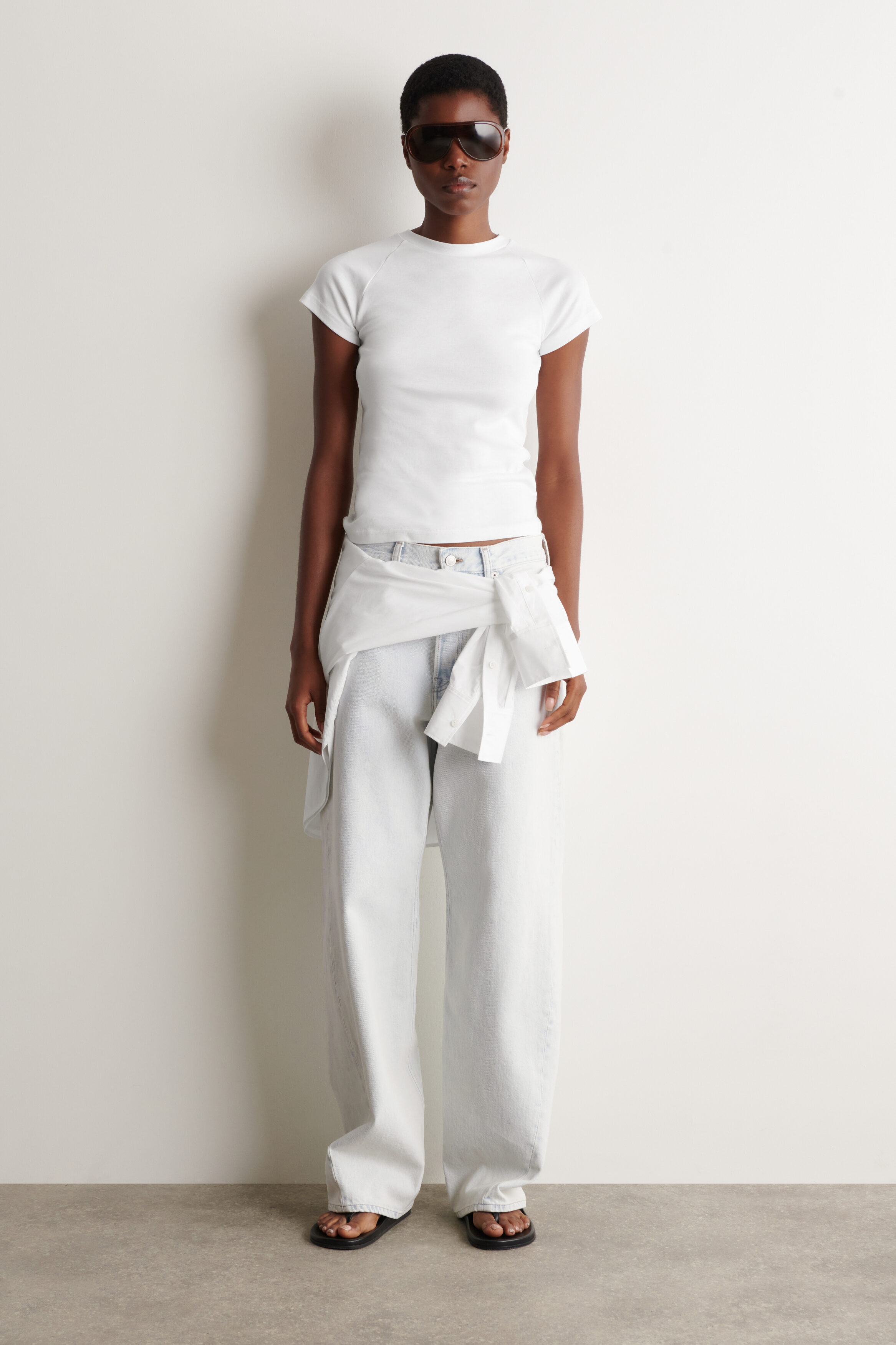SLIM COTTON RAGLAN T-SHIRT - WHITE
