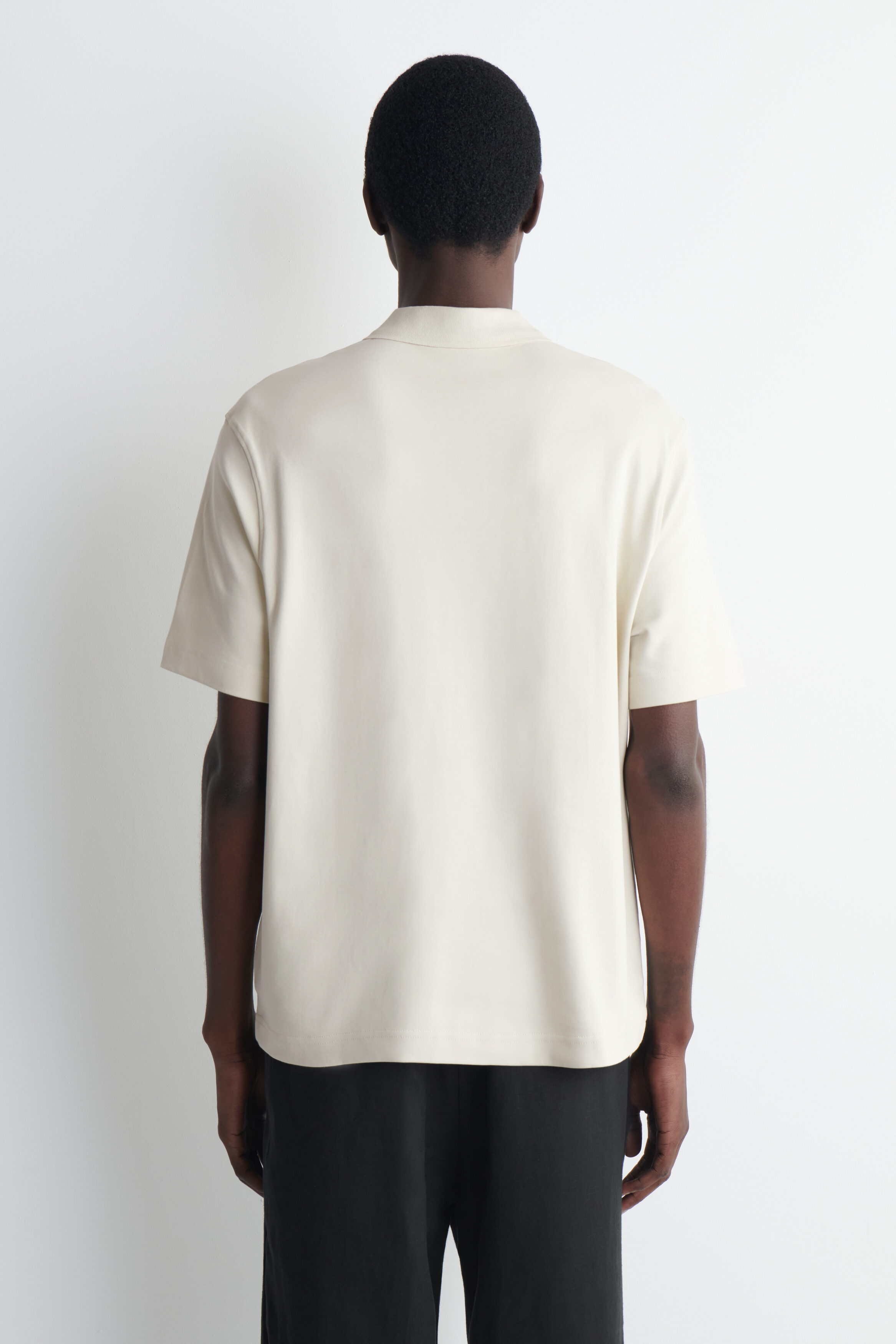 INTERLOCK COTTON POLO SHIRT - LIGHT BEIGE