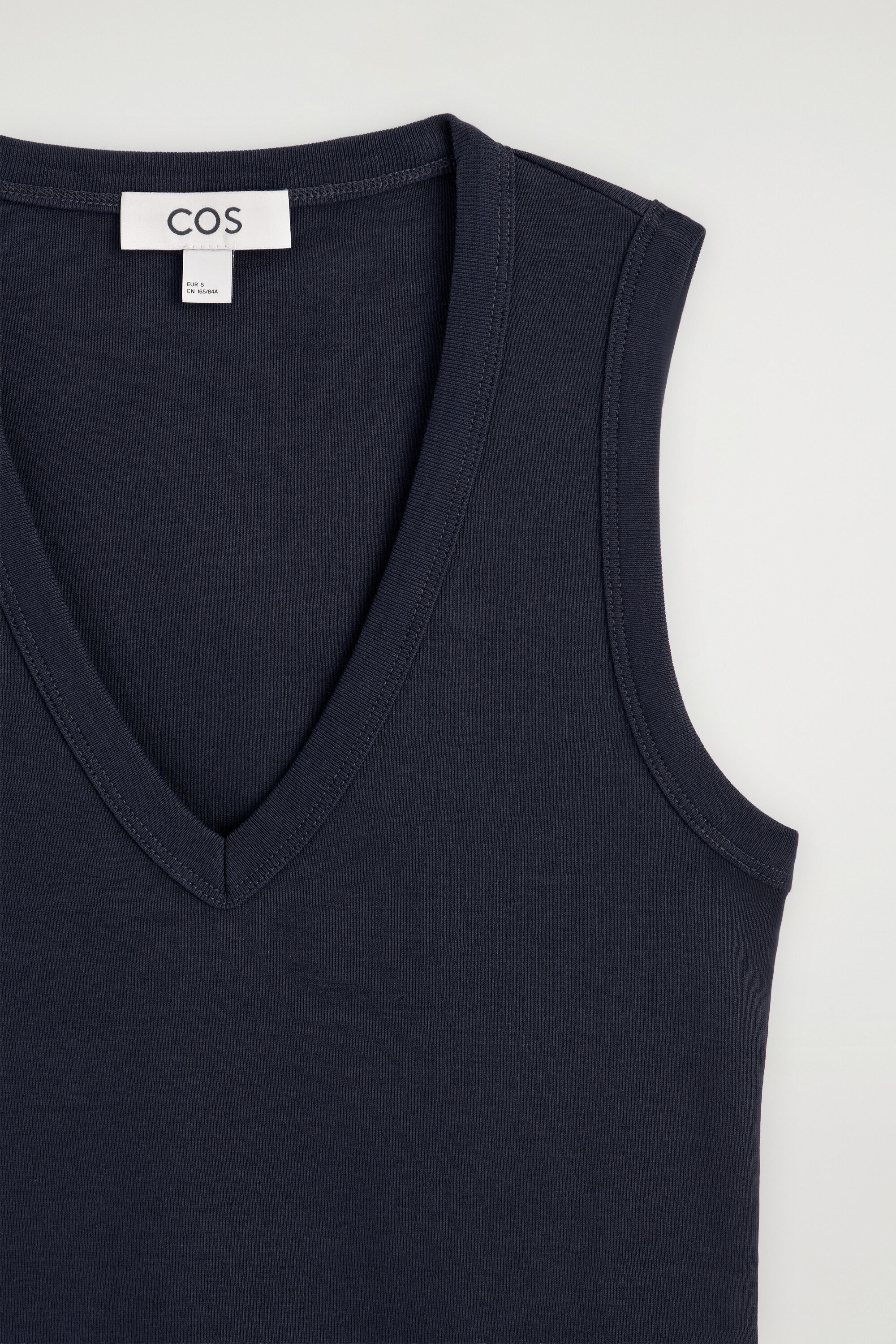 COTTON V-NECK TANK TOP - NAVY