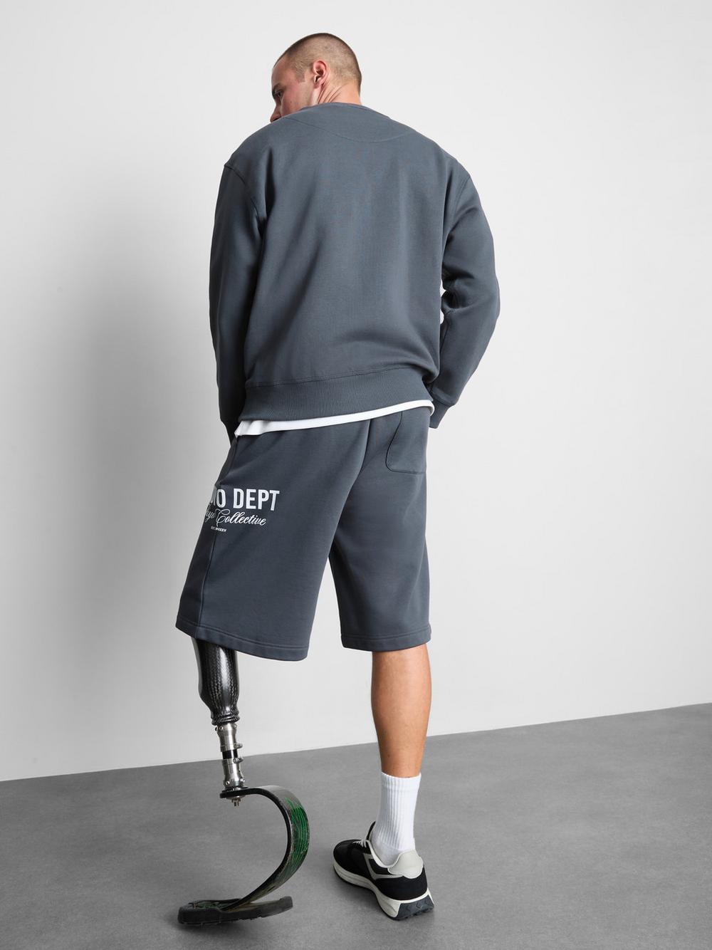 Cotton Rich Oversized Crew Neck Sweatshirt - Charcoal
