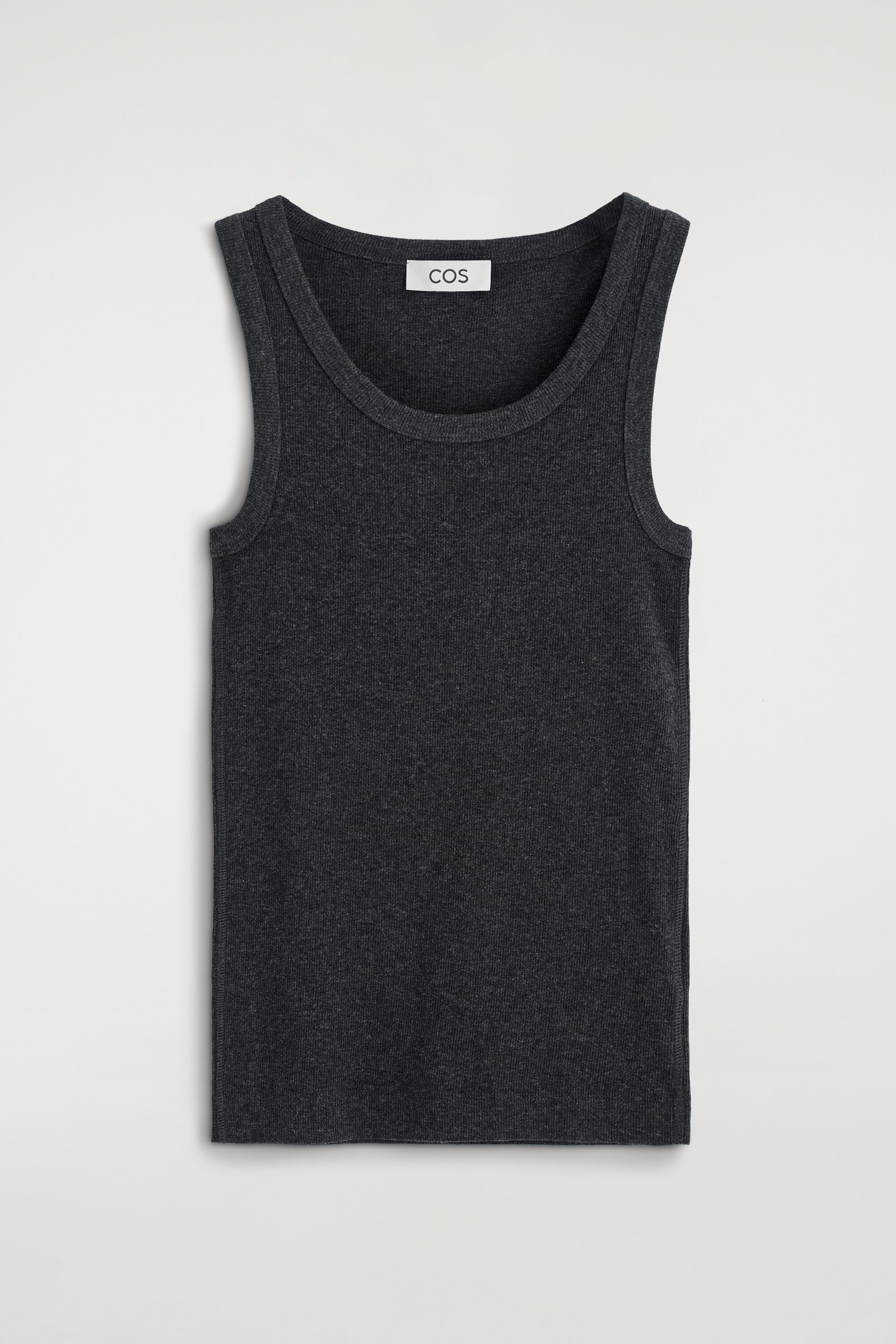 RIBBED COTTON TANK TOP - CHARCOAL MÉLANGE