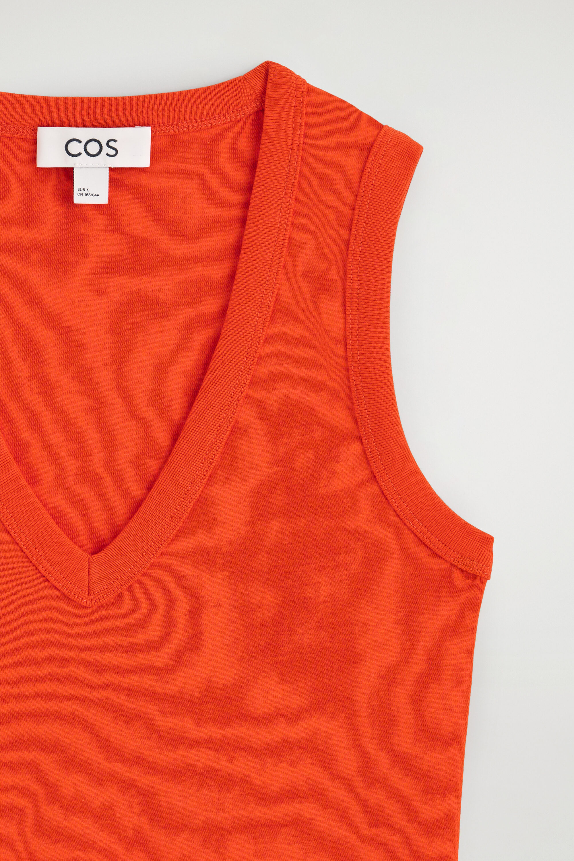 COTTON V-NECK TANK TOP - ORANGE