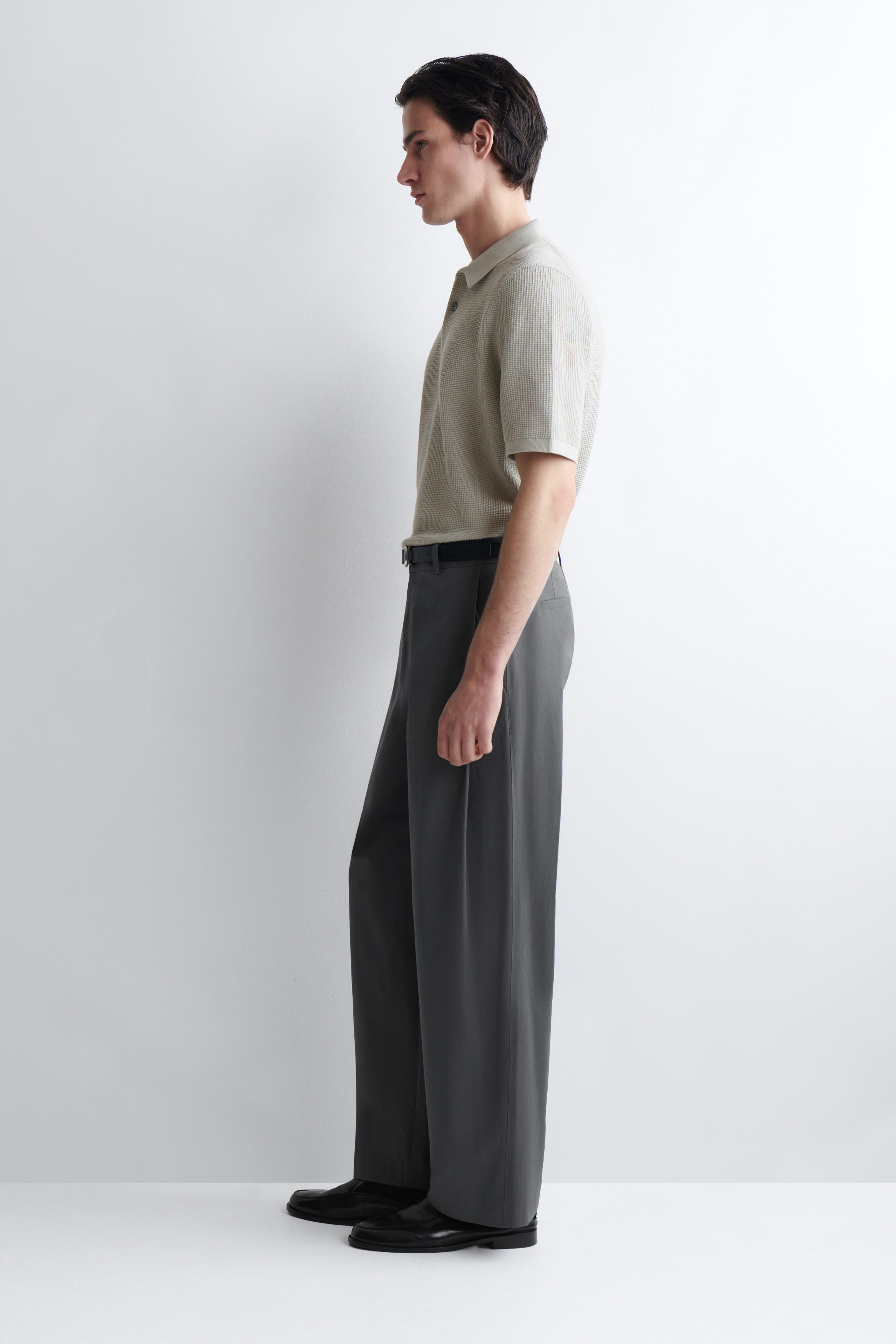 WAFFLE-KNIT COTTON POLO SHIRT - LIGHT GREEN