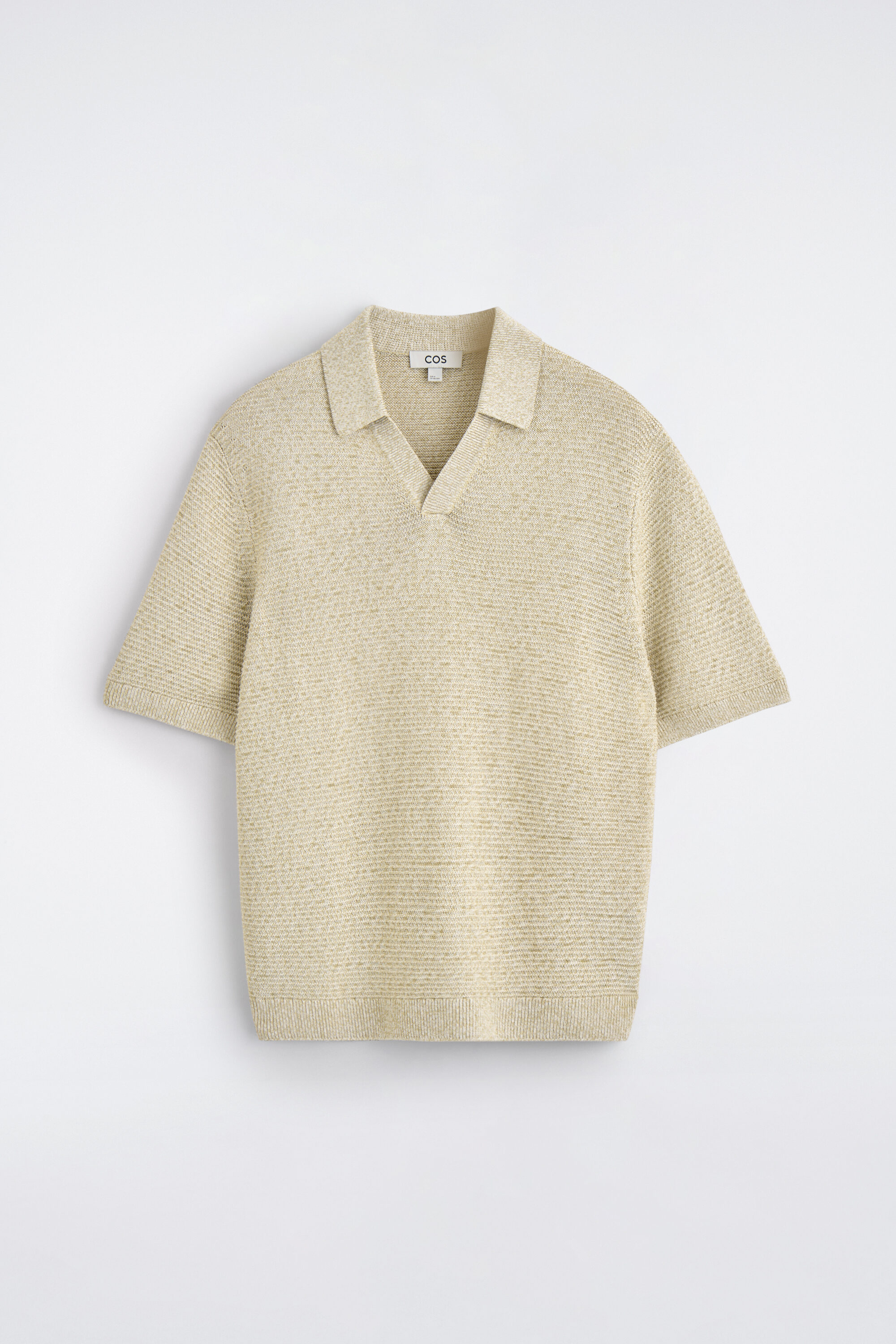 OPEN-KNIT POLO SHIRT - LIGHT-BEIGE MÉLANGE