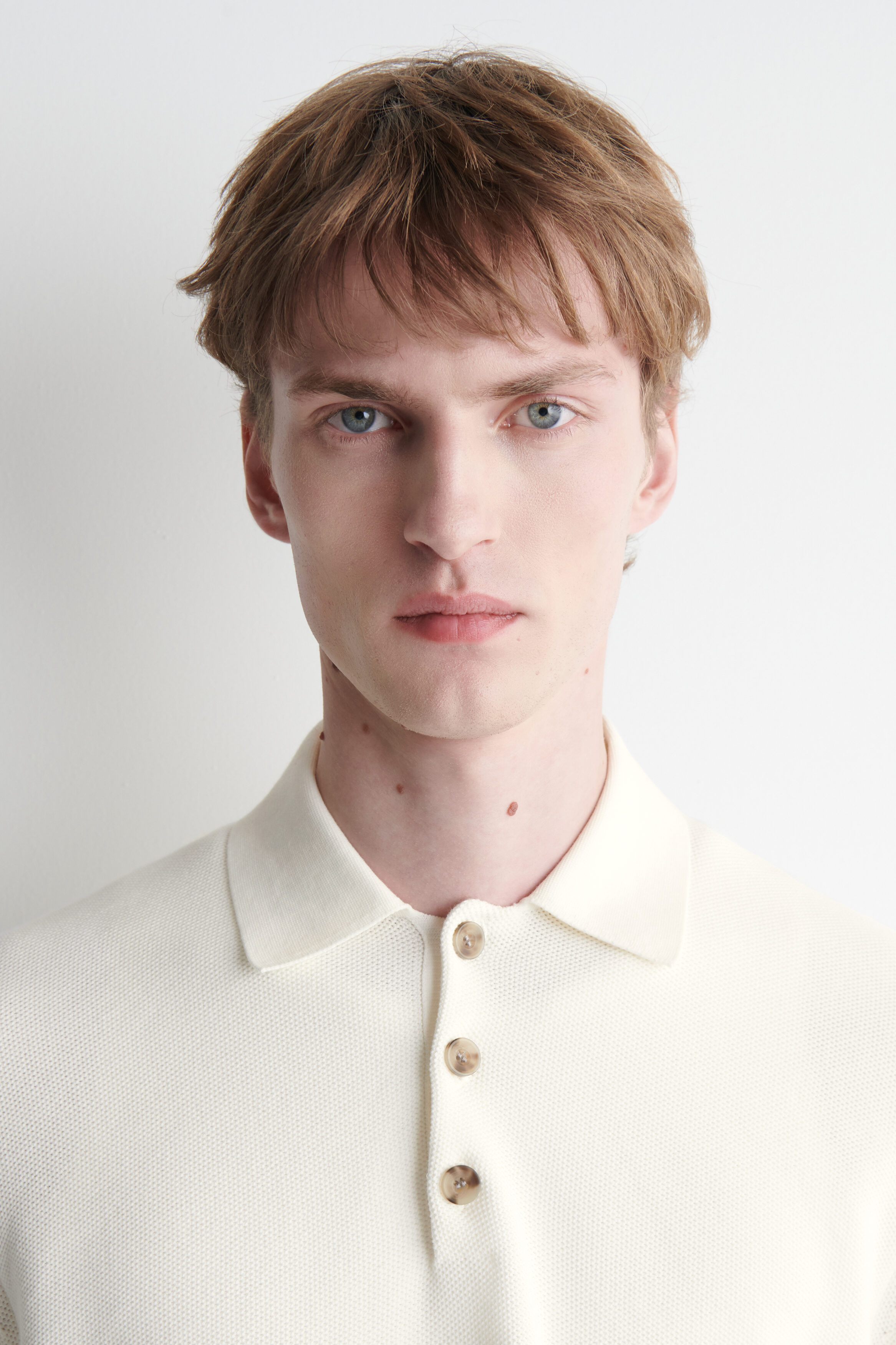 HONEYCOMB-KNIT POLO SHIRT - OFF-WHITE
