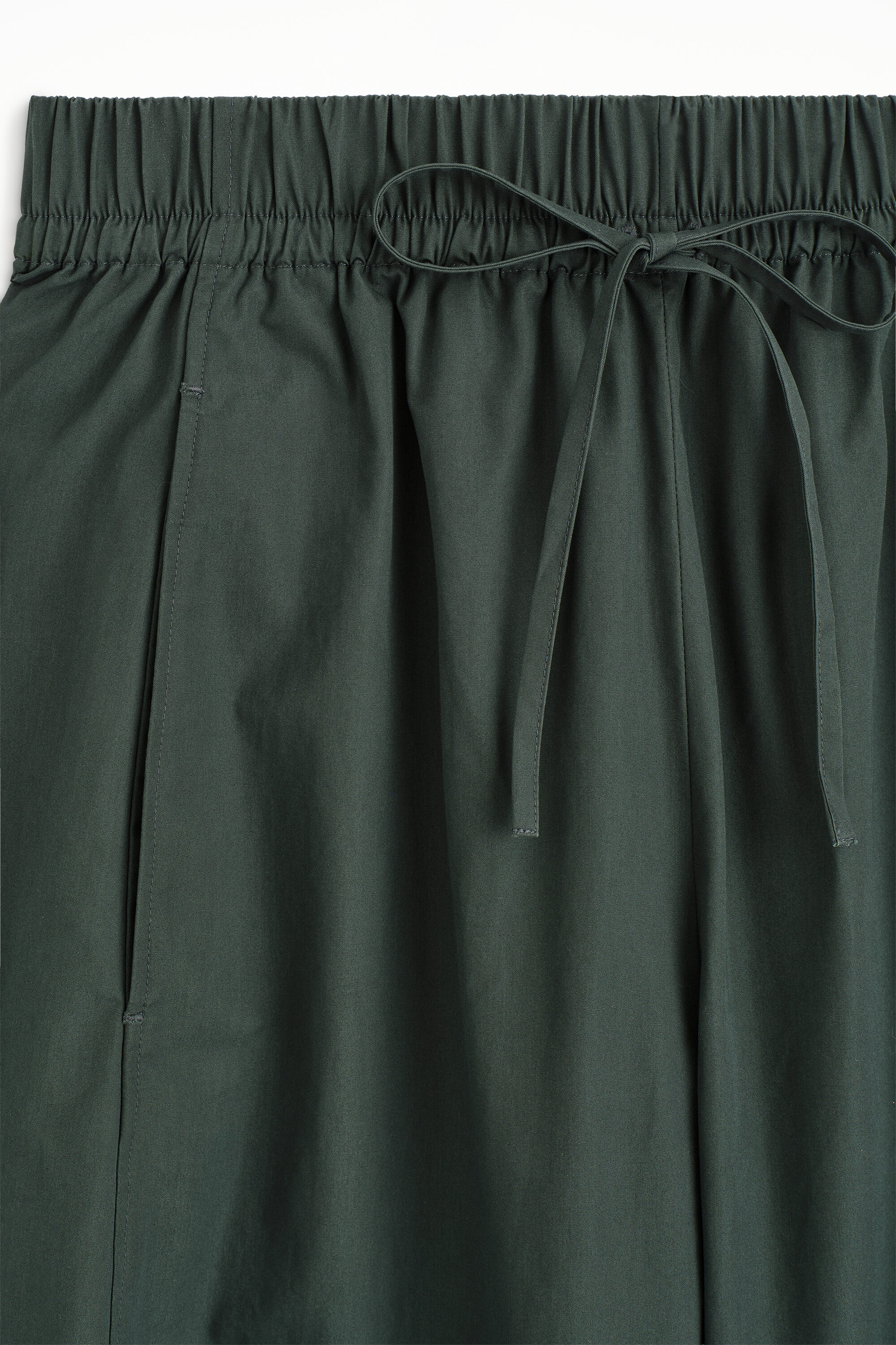 ELASTICATED BARREL-LEG PANTS - DARK GREEN