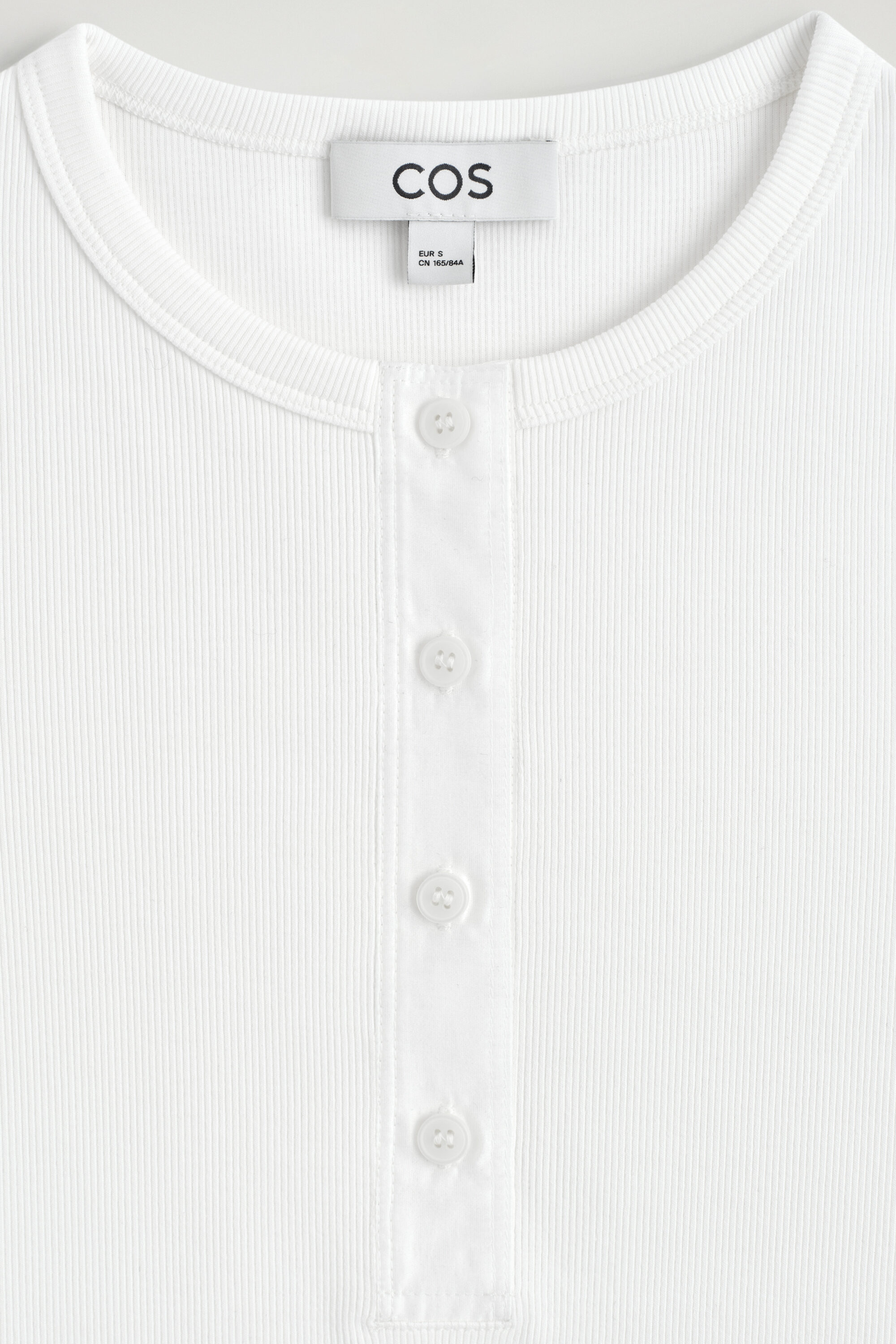 RIBBED HENLEY T-SHIRT - WHITE