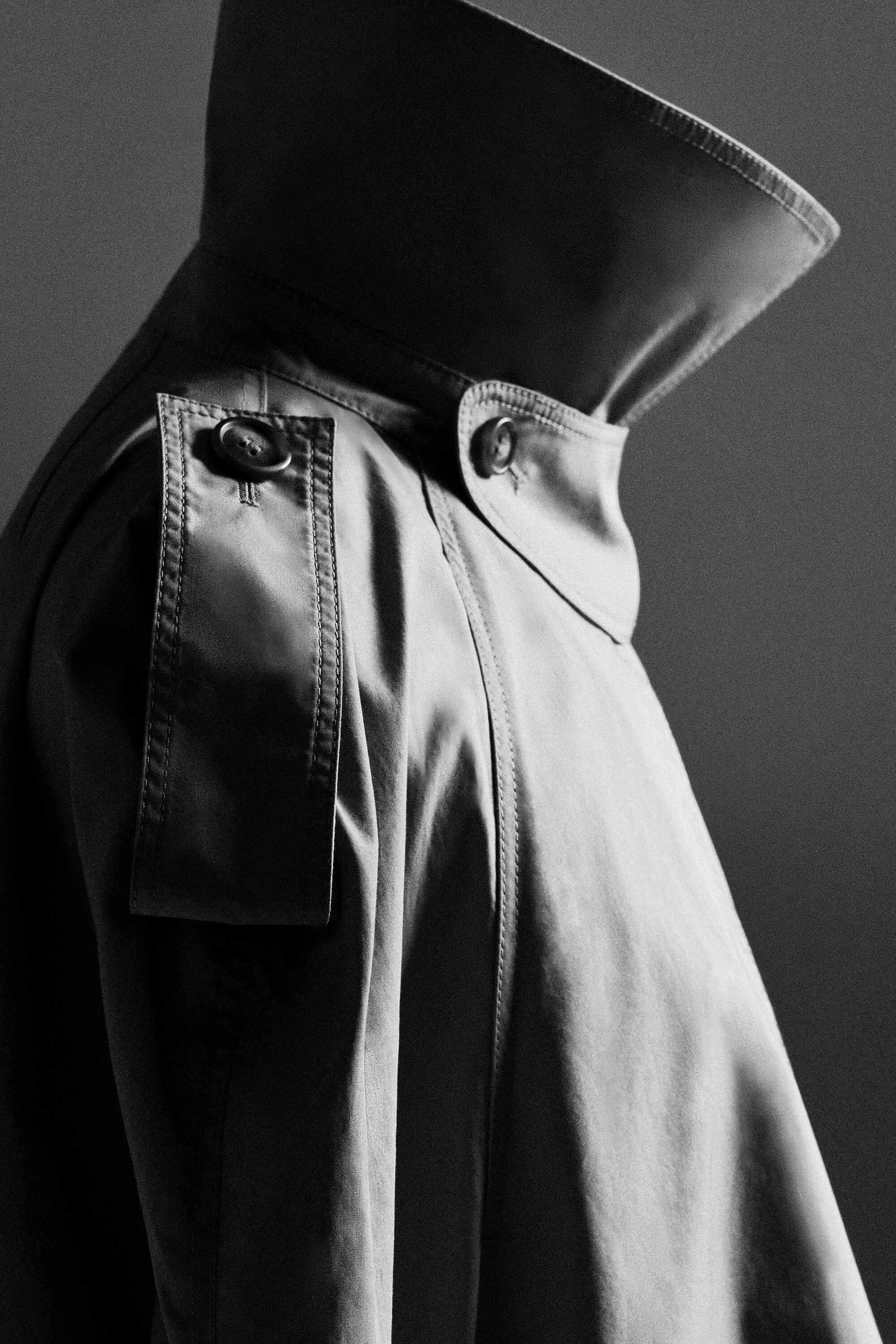 mock-NECK COTTON TRENCH COAT - LIGHT KHAKI