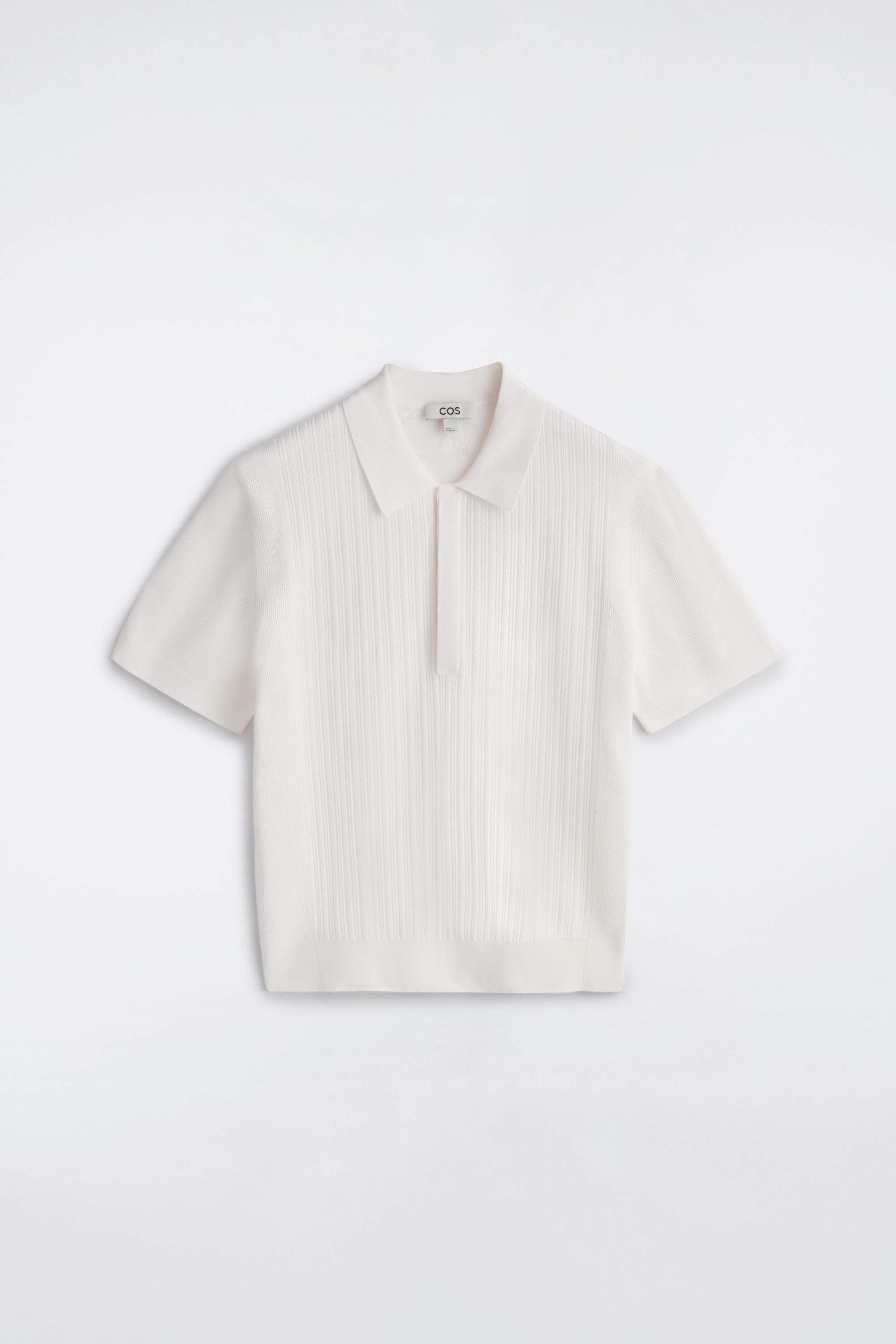 TEXTURED-PANEL COTTON POLO SHIRT - WHITE