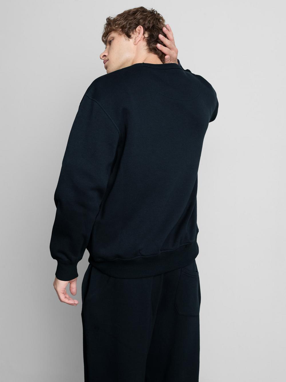 Cotton Rich Oversized Crew Neck Sweatshirt - Navy