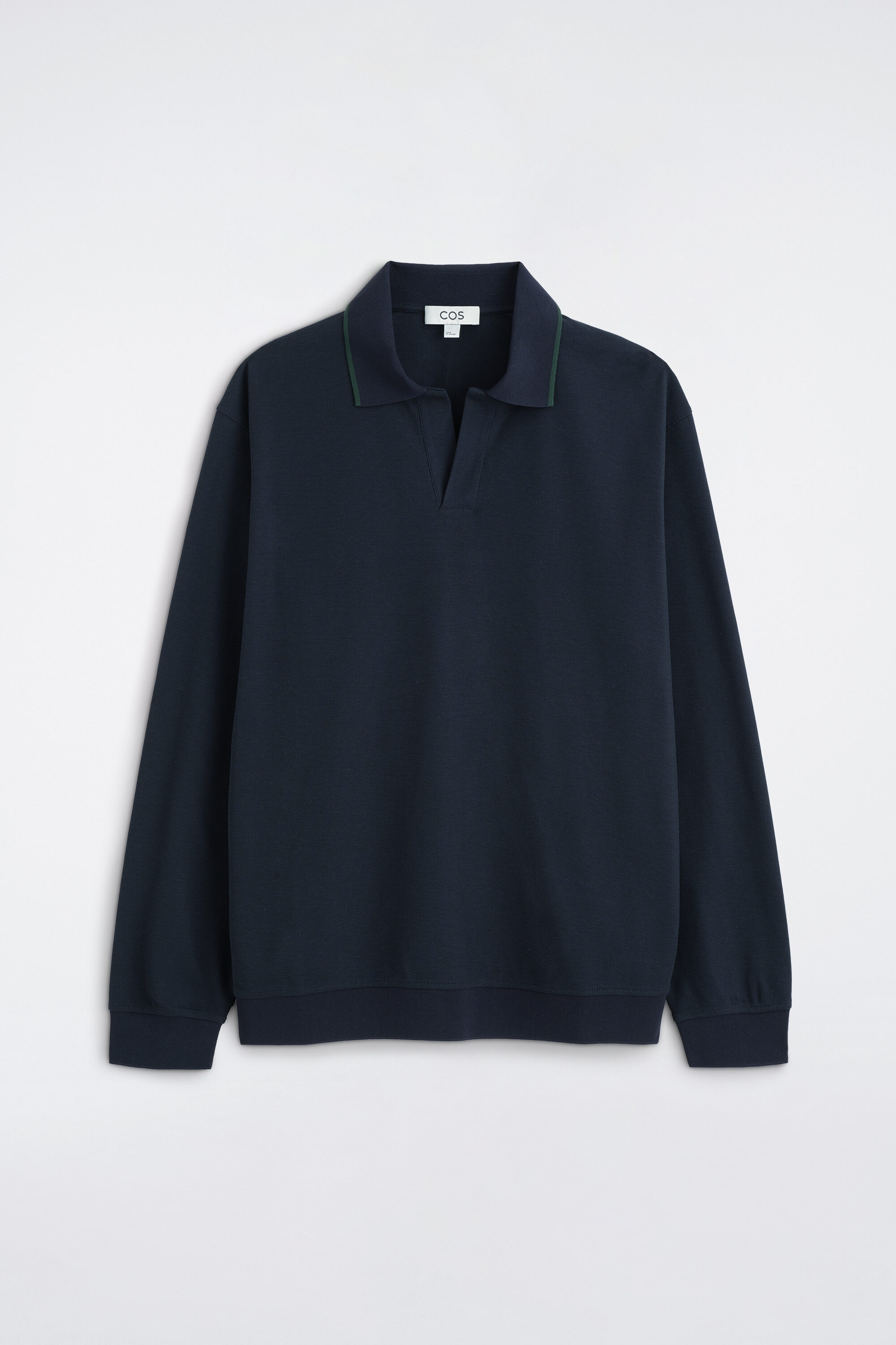CONTRAST-TIPPED COTTON-PIQUE POLO SHIRT - NAVY / GREEN