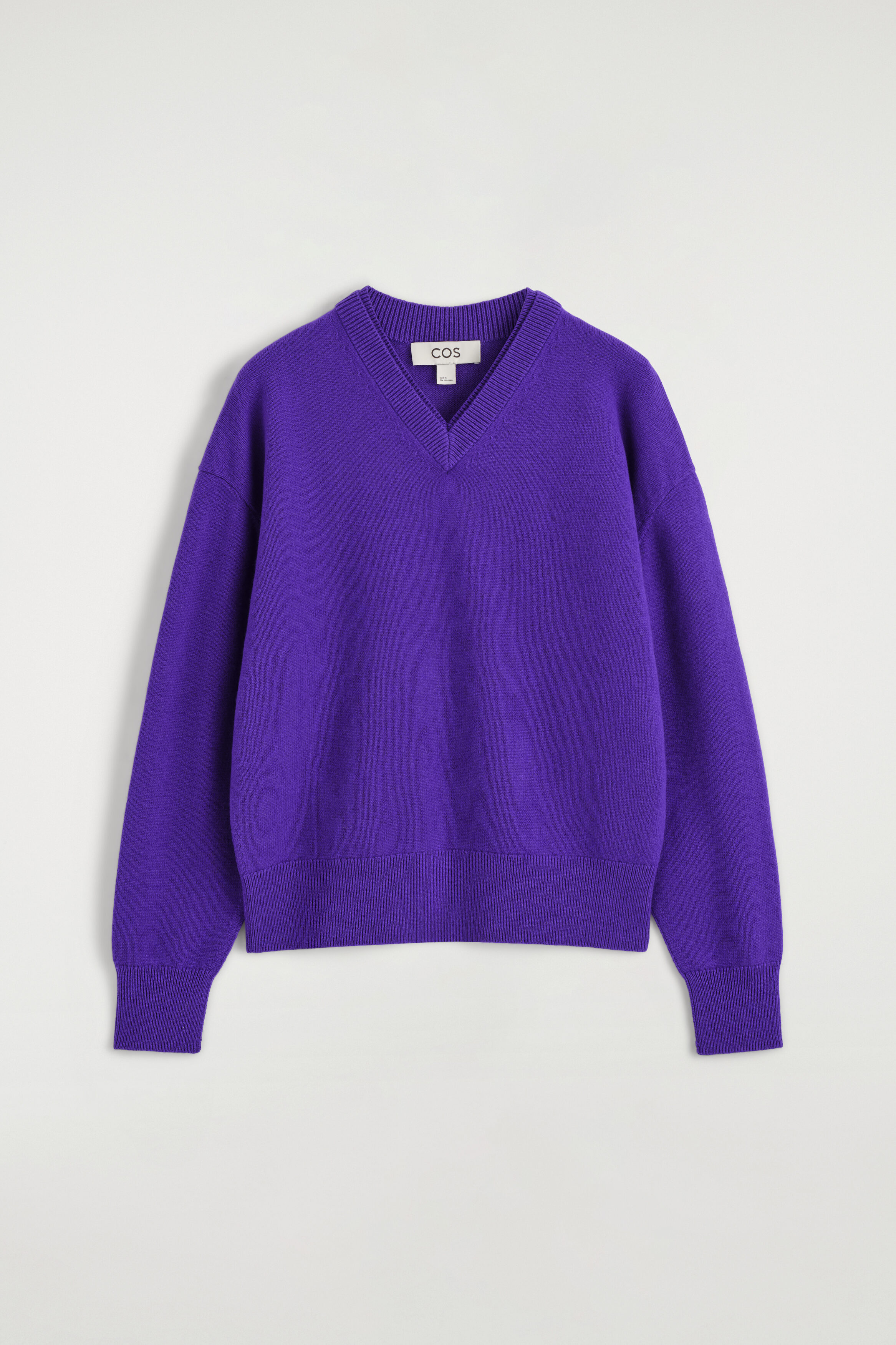MERINO WOOL LAYERED V-NECK SWEATER - PURPLE