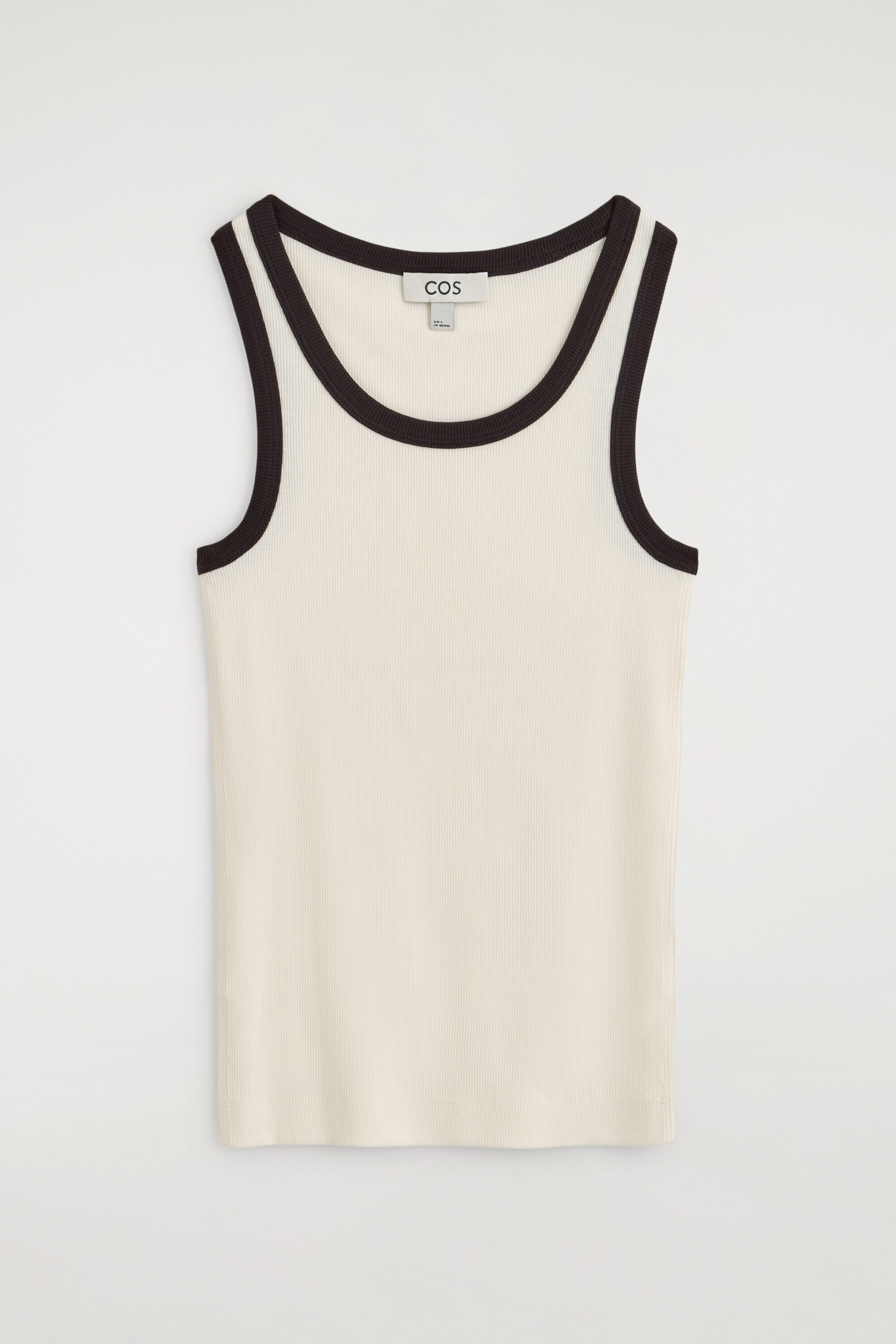 RIBBED COTTON TANK TOP - WHITE / BLACK