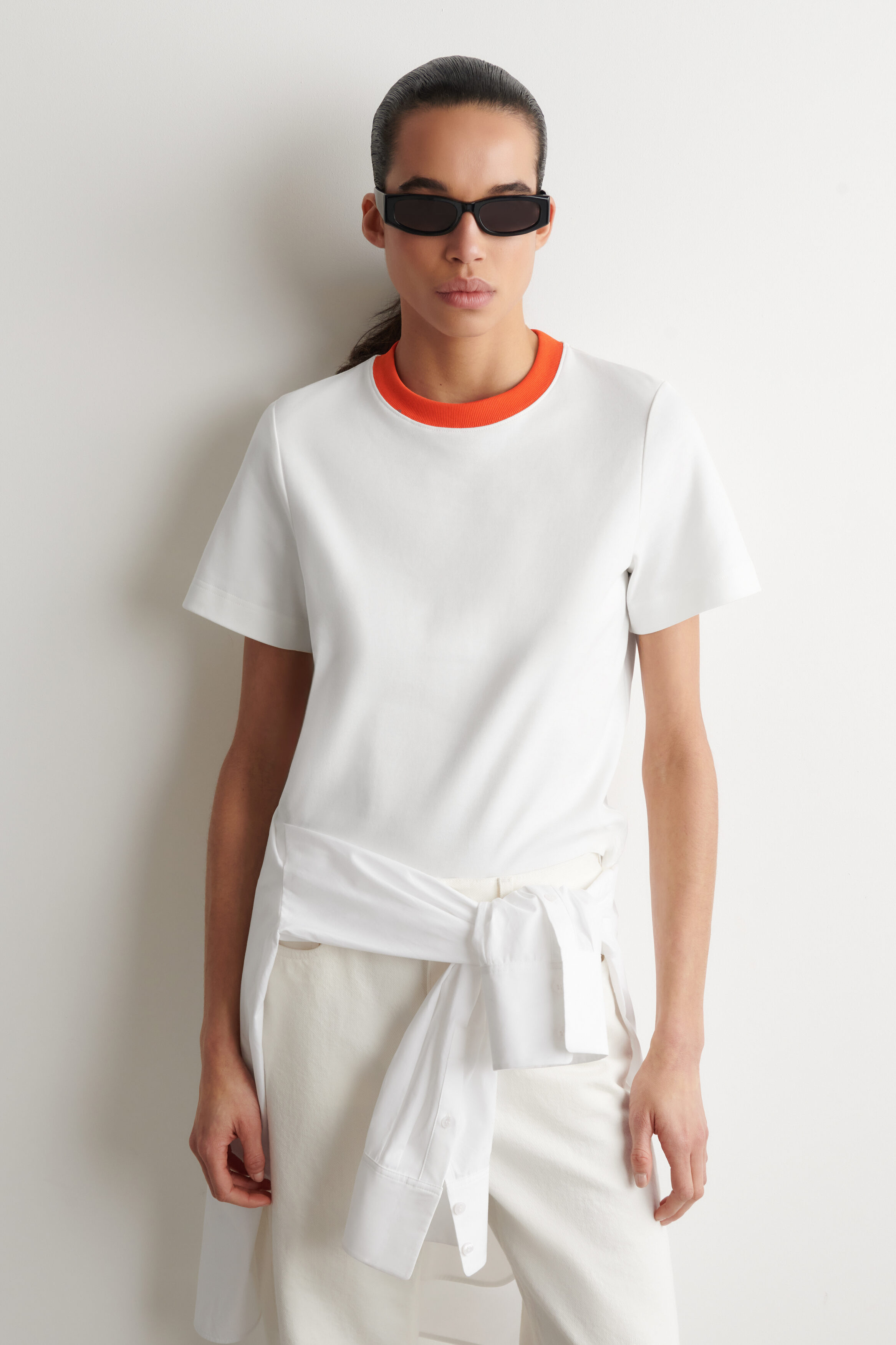 CLEAN CUT T-SHIRT - WHITE / ORANGE
