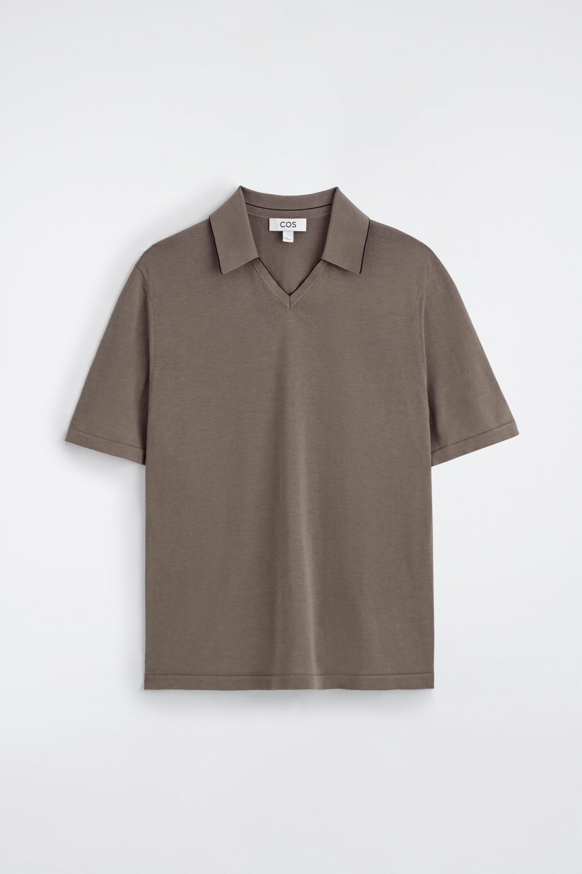 CONTRAST-TIPPED SILK-COTTON POLO SHIRT - BROWN