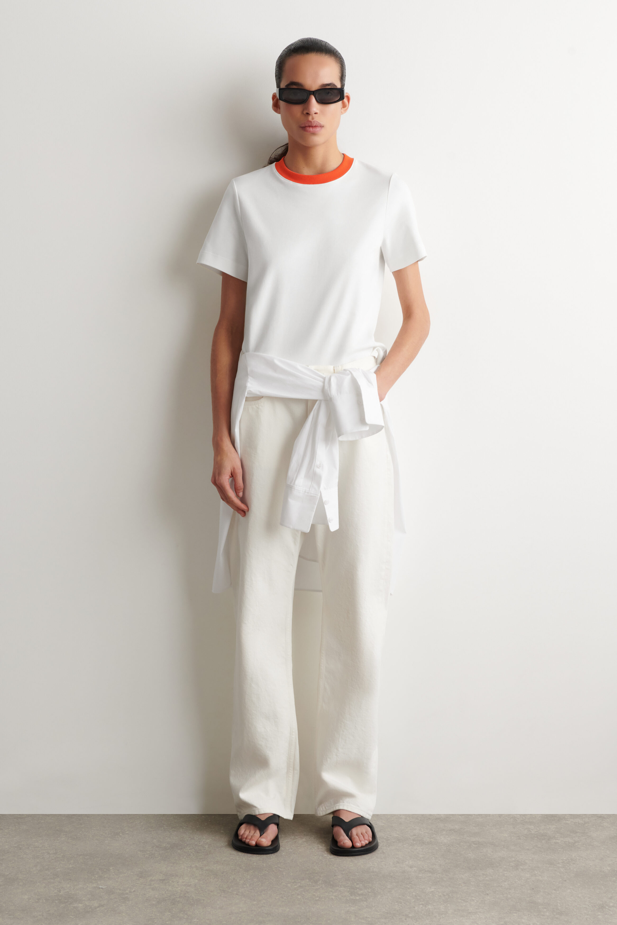 CLEAN CUT T-SHIRT - WHITE / ORANGE