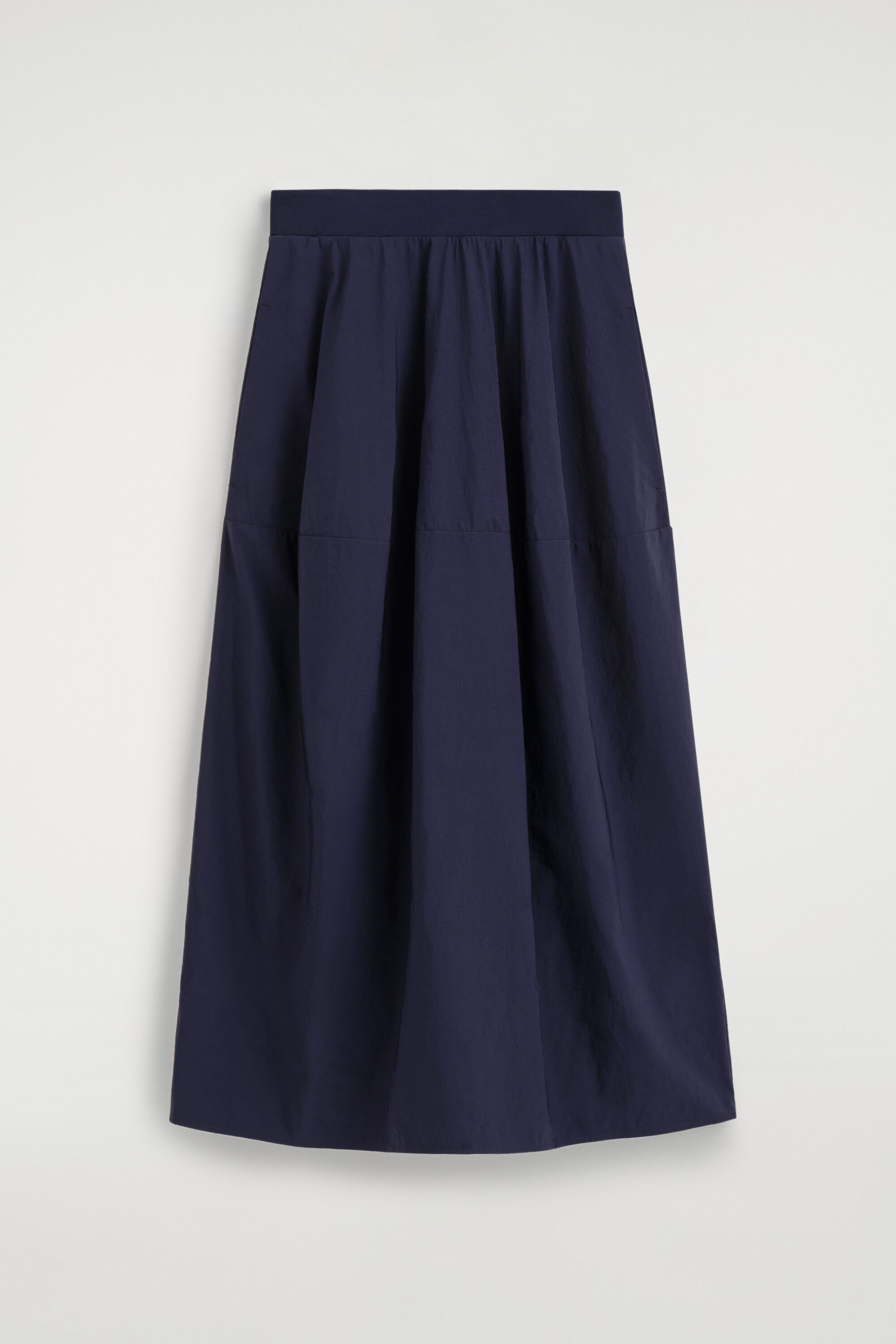 SCULPTED NYLON MIDI SKIRT - NAVY